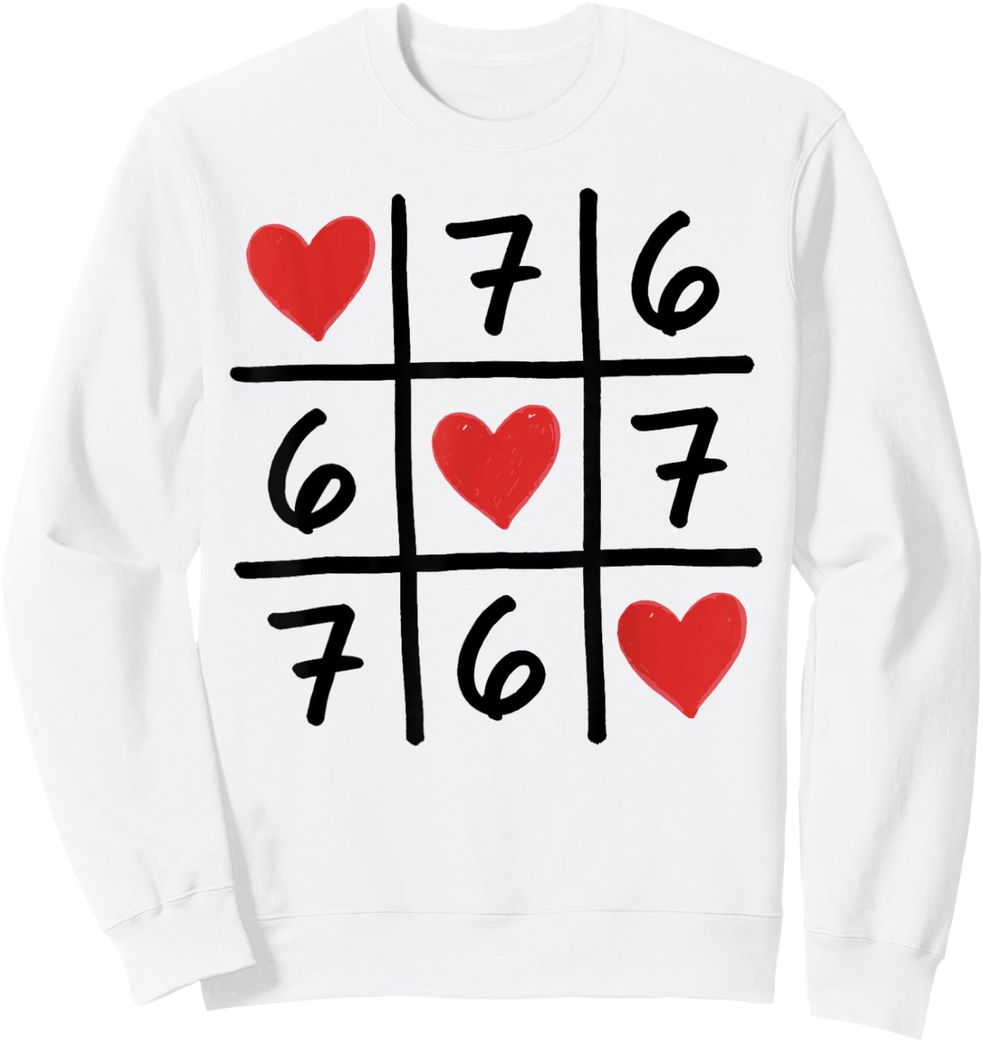 Funny 6 7 Meme Hearts Six Seven Valentines Day Sweatshirt - Sweatshirt | White