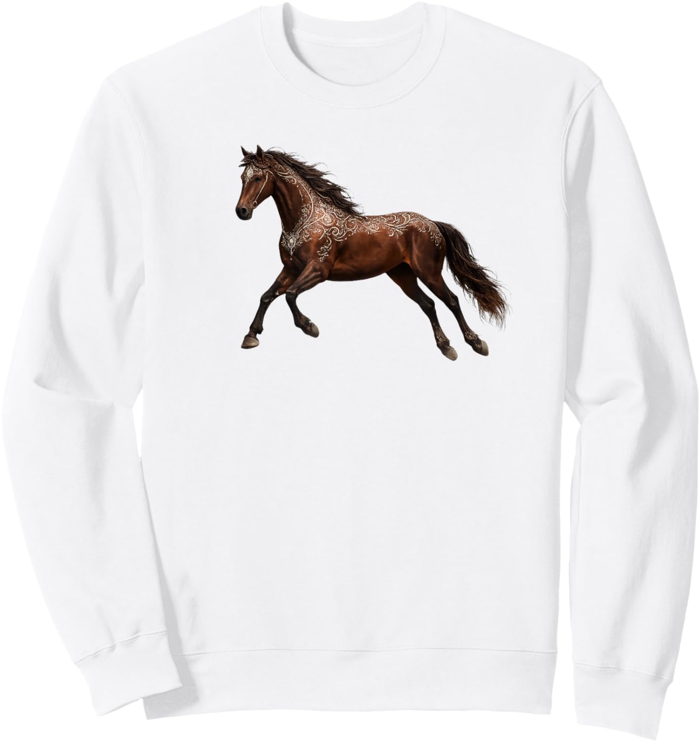 Horse Lovers Realistic Western Horse Art Sweatshirt - Sweatshirt | White