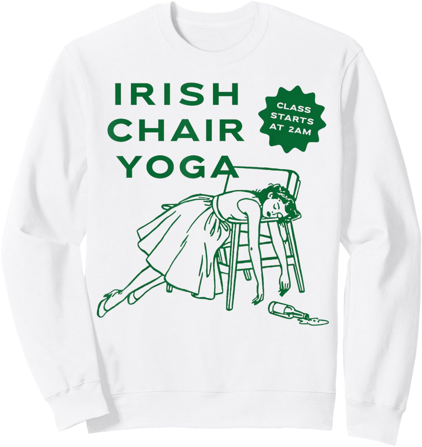 Funny Patrick's Day, Irish Chair Yoga , Women Sweatshirt - Sweatshirt | White