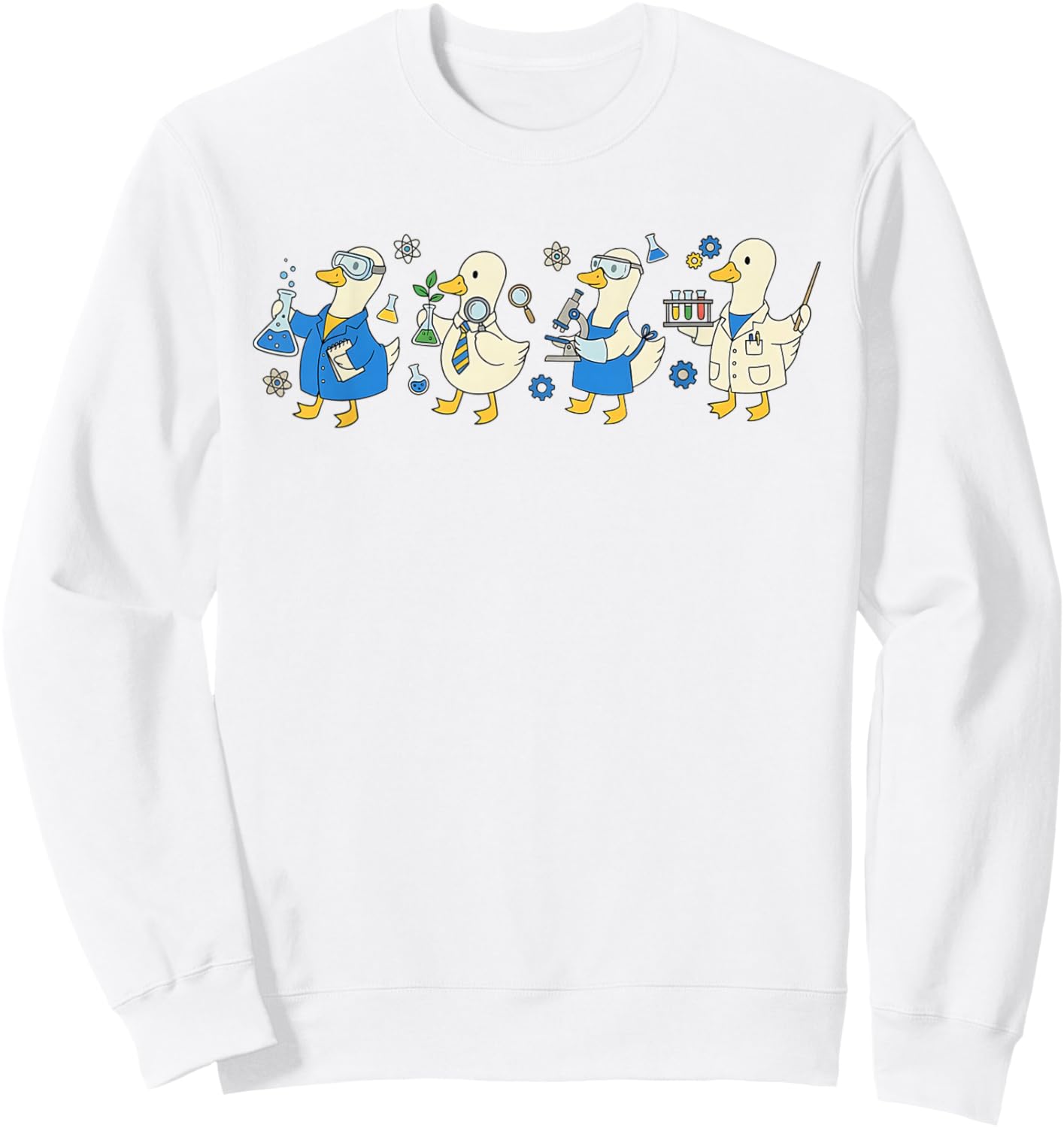 Women Funny Silly Goose Science Teacher STEM Back to School Sweatshirt - Sweatshirt | White