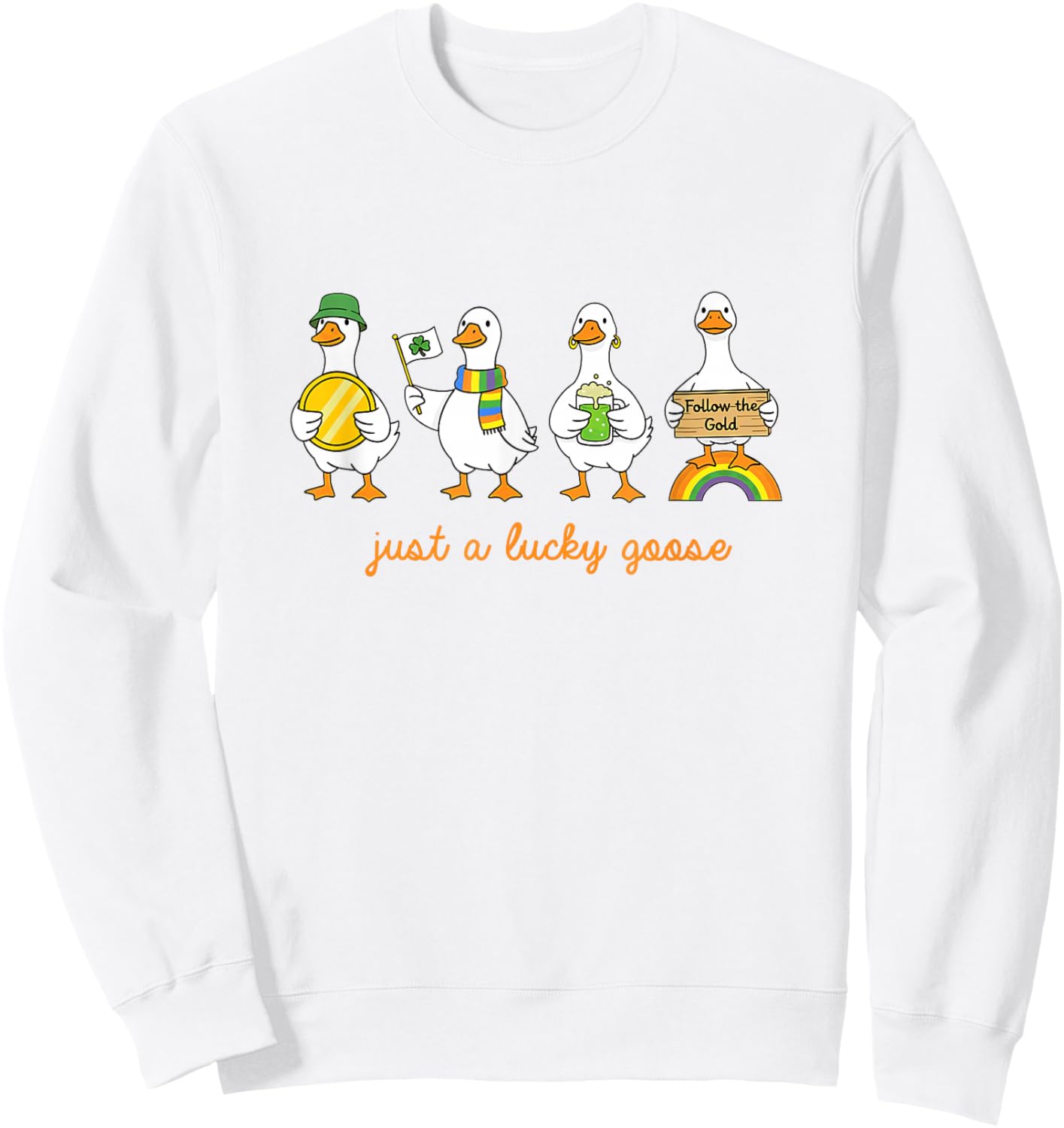 Lucky Geese Golden Coin St. Patrick’s Day Shenanigans Sweatshirt - Sweatshirt | White