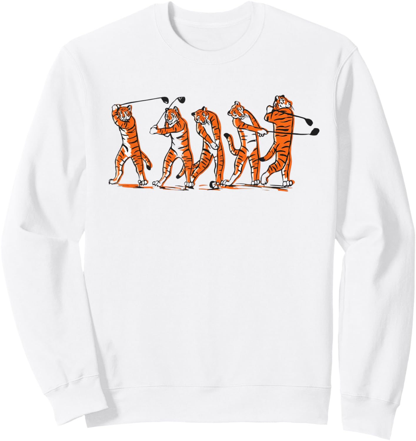 Tiger Swinging Golf Design Sweatshirt - Sweatshirt | White