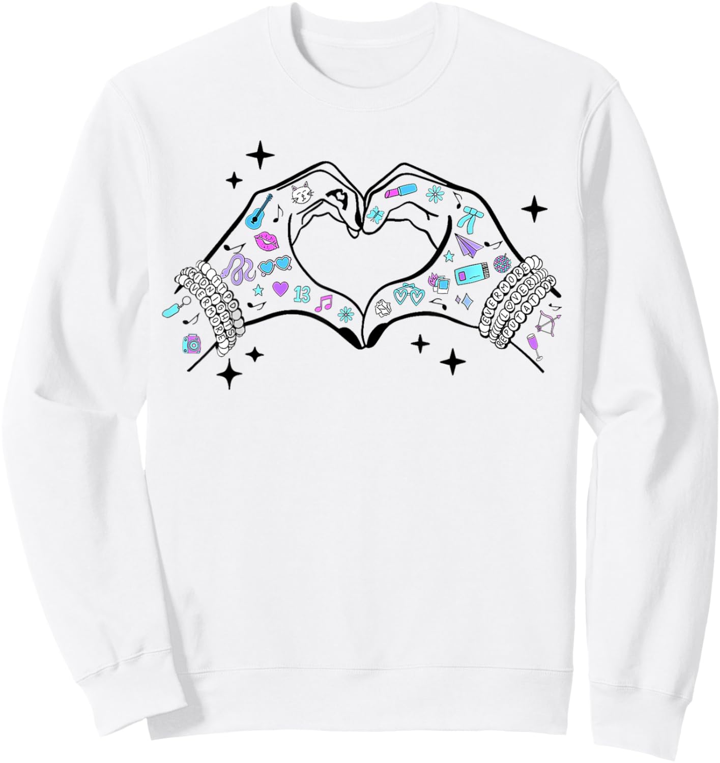 Heart Hands Taylor First Name Girl Retro Groovy 70's 80's Sweatshirt - Sweatshirt | White