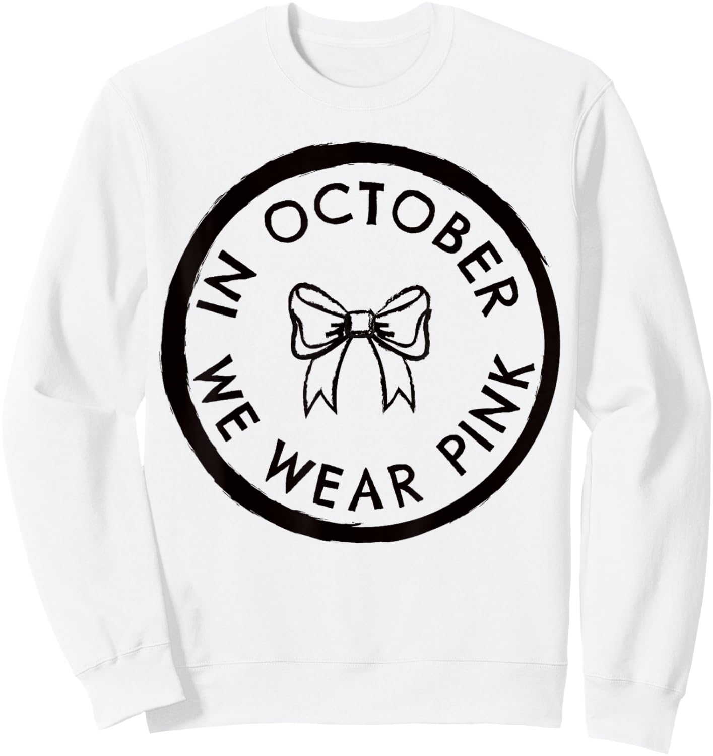 Coquette Bow in October We Wear Pink Out Sweatshirt - Sweatshirt | White
