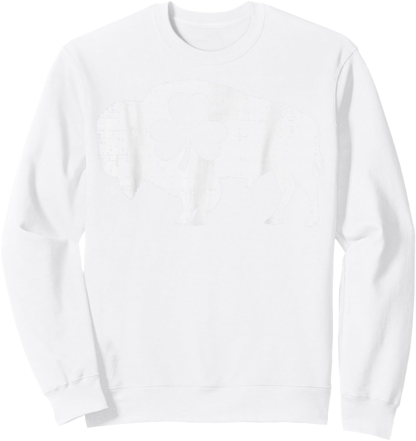 St Patricks Day Buffalo Shamrock Saint Paddys Men Women Kids Sweatshirt - Sweatshirt | White