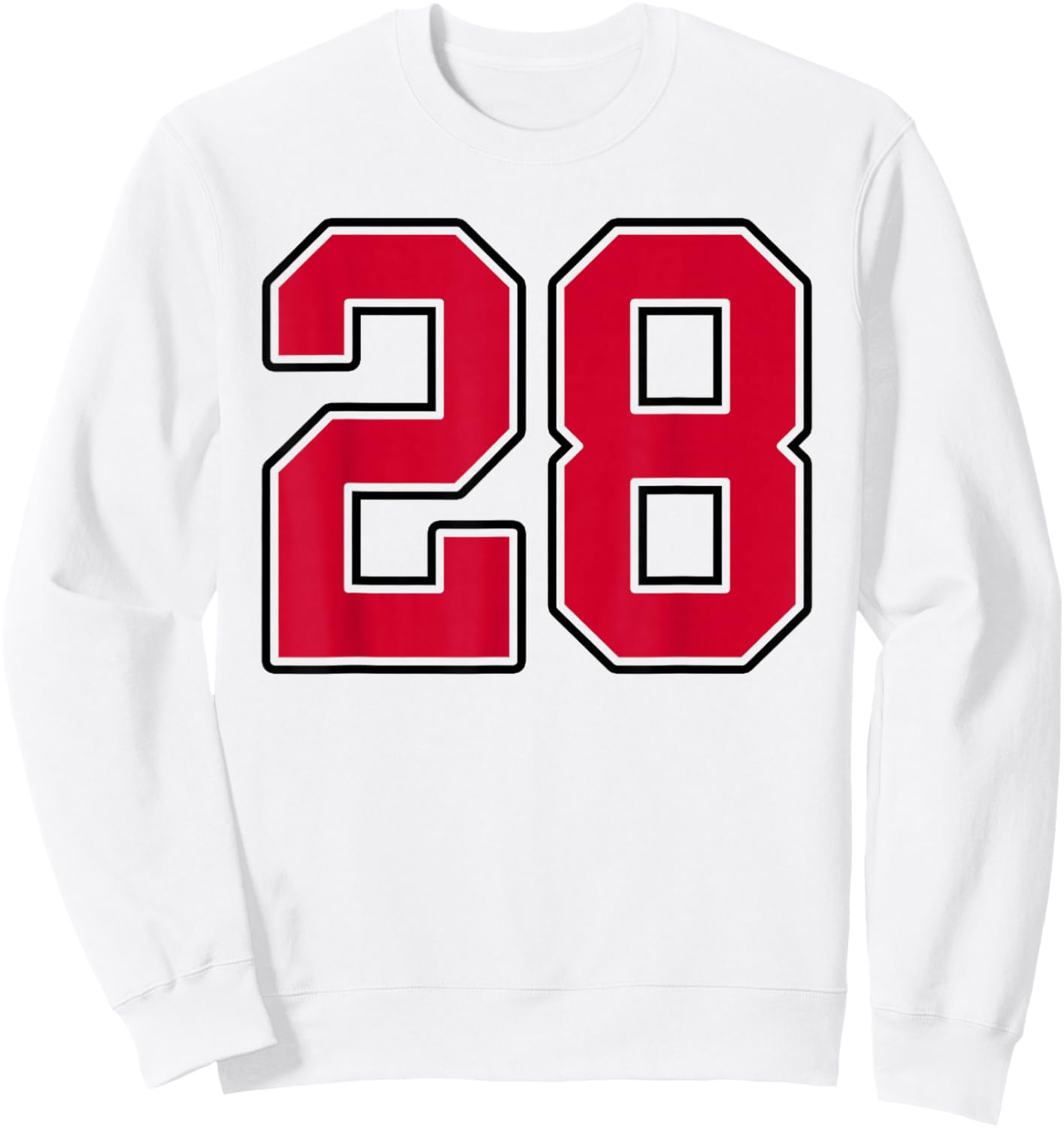 Red and Black Number 28 Jersey Player Uniform #28 Sweatshirt - Sweatshirt | White