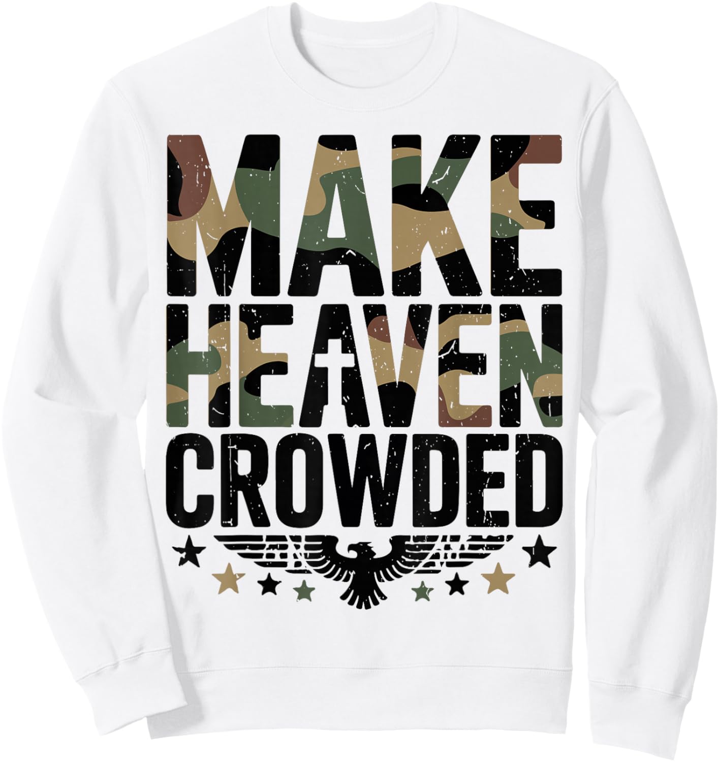 Youth Make Heaven Crowded Camouflage Jesus Camo Christian Sweatshirt - Sweatshirt | White