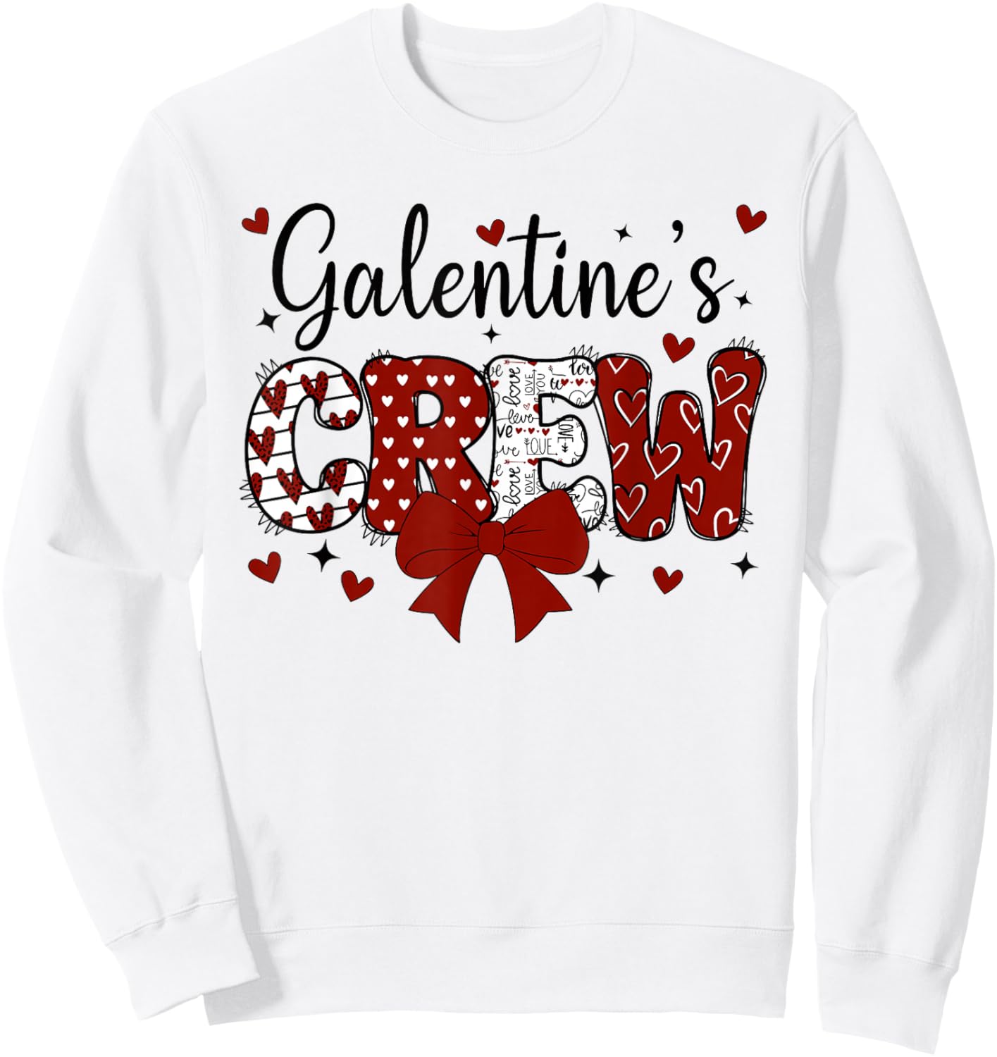 Happy Galentines Day Crew Cute Coquette Bow Galentine 2026 Sweatshirt - Sweatshirt | White