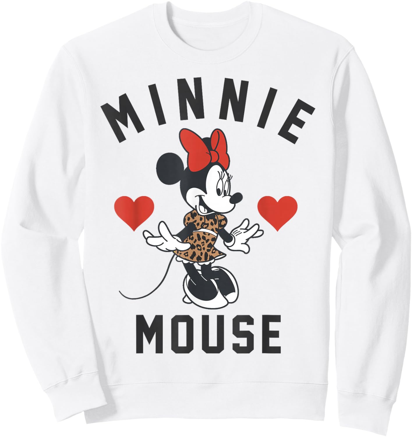 Disney Minnie Mouse Wearing A Cute Leopard-Print Dress Sweatshirt - Sweatshirt | White