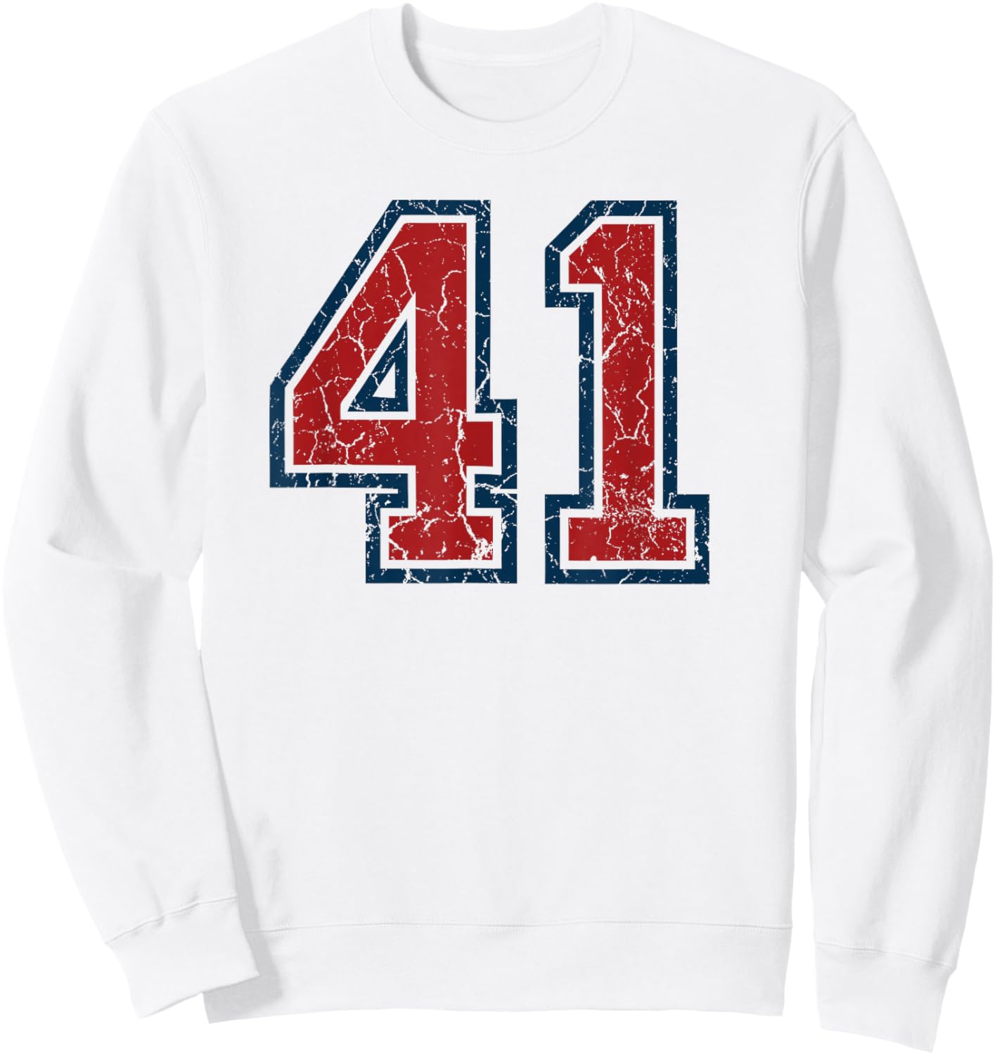 Red and Blue Sports Number 41 Jersey Uniform Player Fan Sweatshirt - Sweatshirt | White