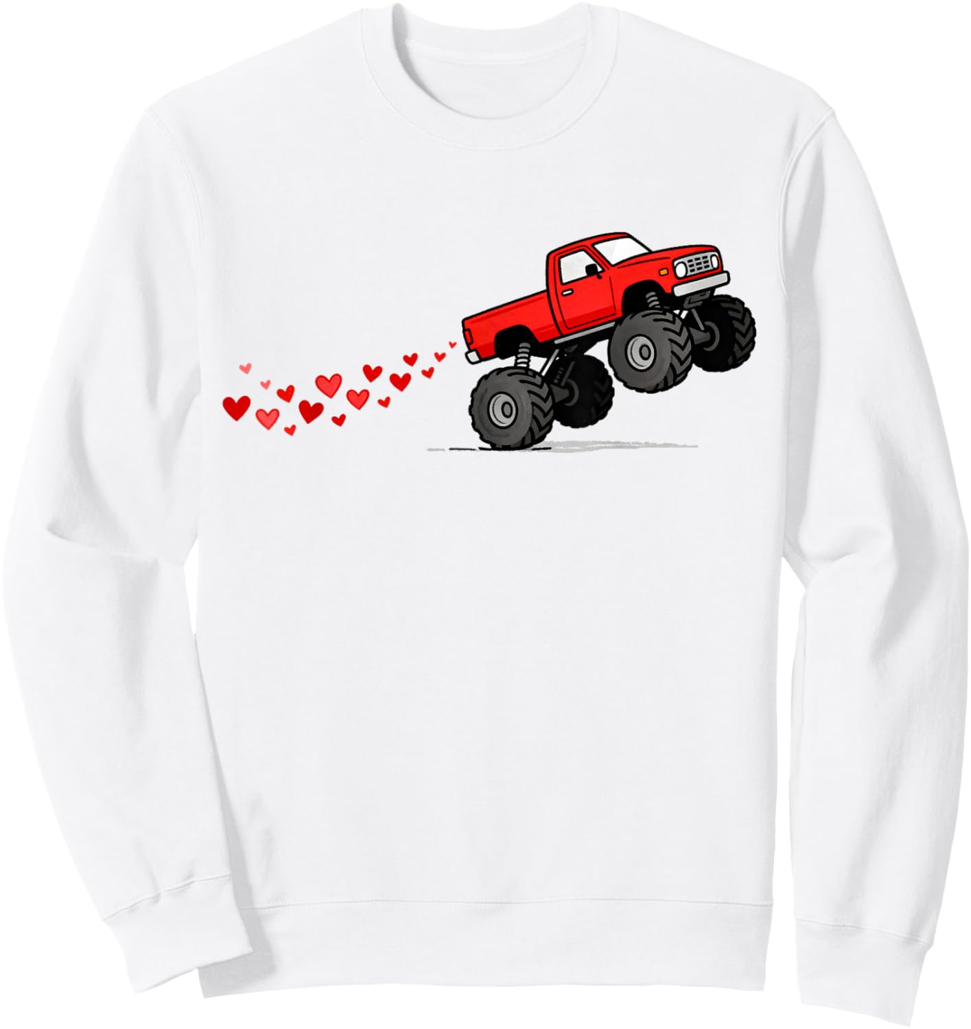 Valentines Monster Truck Blasting Hearts Boys Toddlers Kids Sweatshirt - Sweatshirt | White