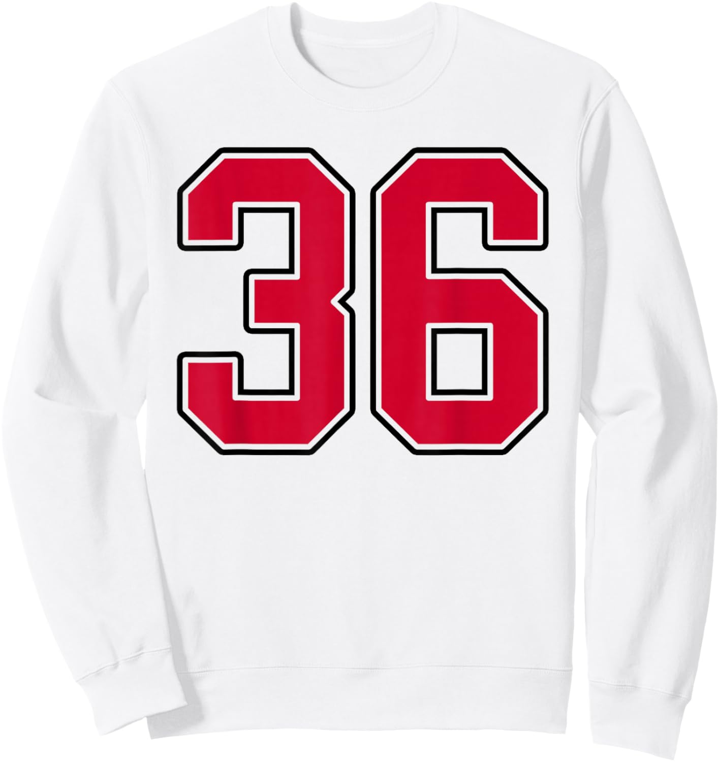 Red and Black Number 36 Jersey Player Uniform #36 Sweatshirt - Sweatshirt | White