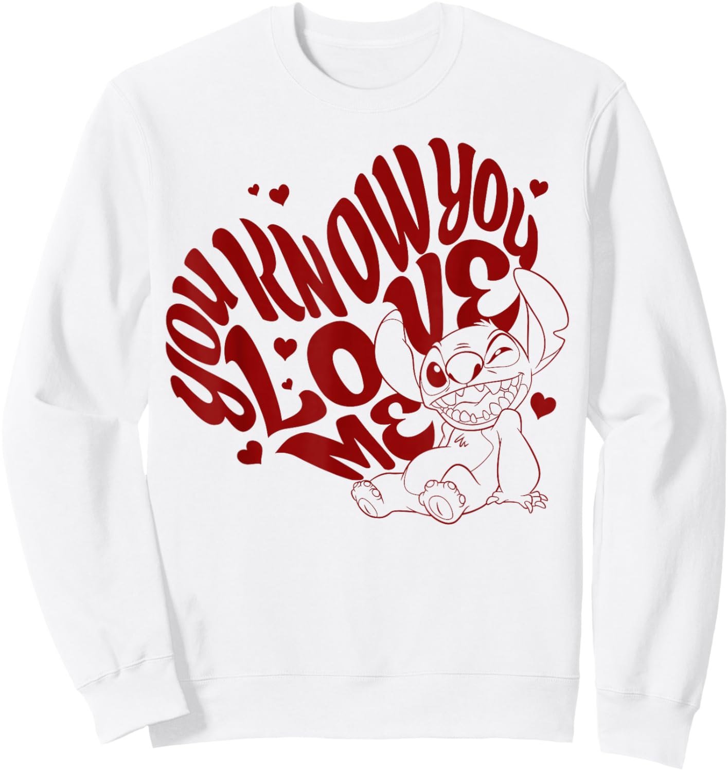 Disney Lilo & Stitch Valentine's You Know You Love Me Stitch Sweatshirt - Sweatshirt | White