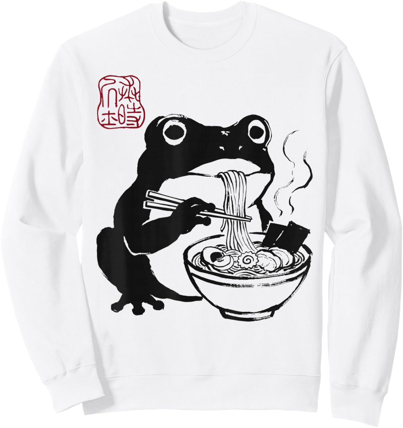 Grumpy Frog Funny Ramen Anime Japanese Sweatshirt - Sweatshirt | White
