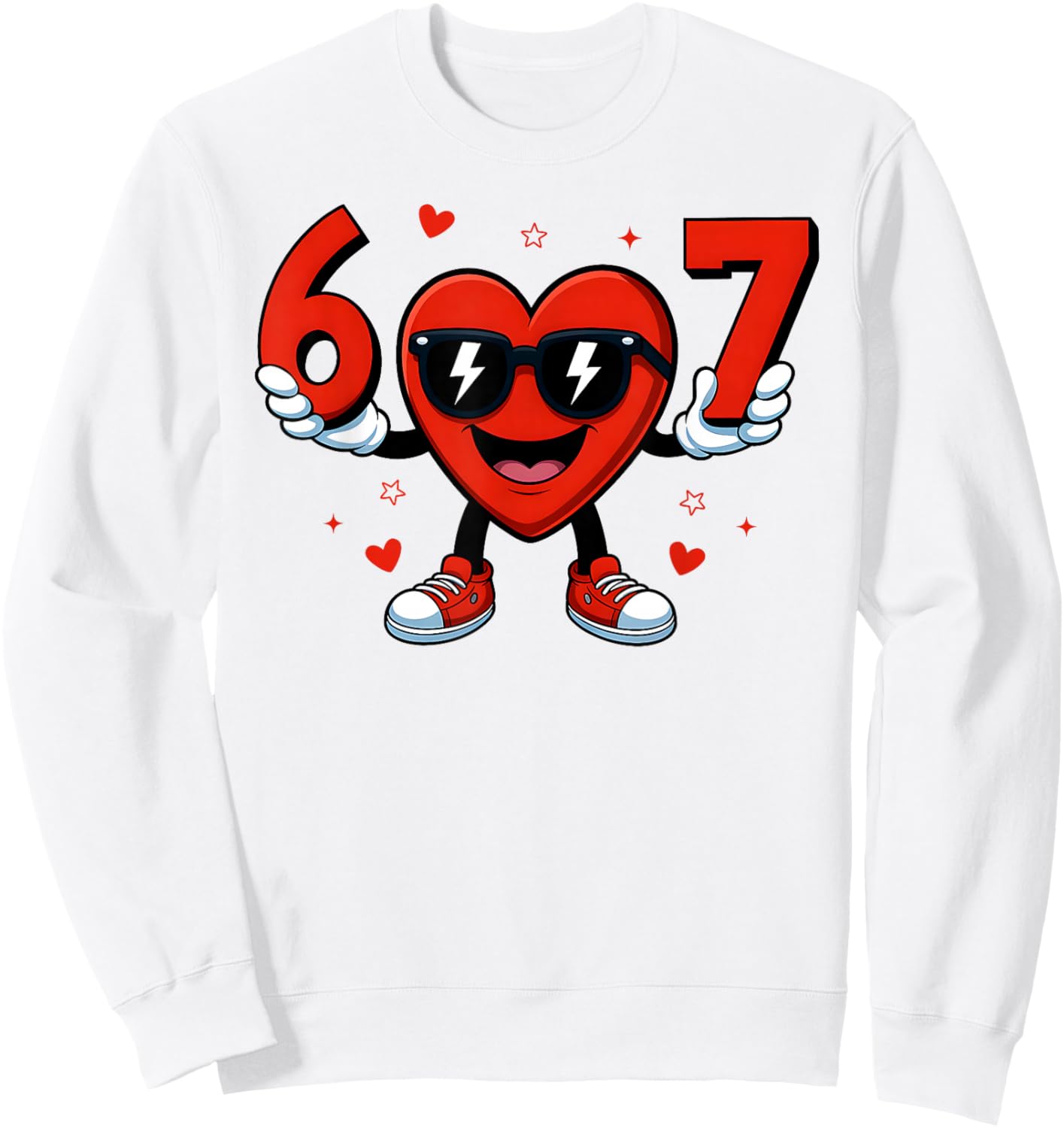 Funny Six Seven 6 7 Valentines Day Boys Girls Kids 67 Meme Sweatshirt - Sweatshirt | White