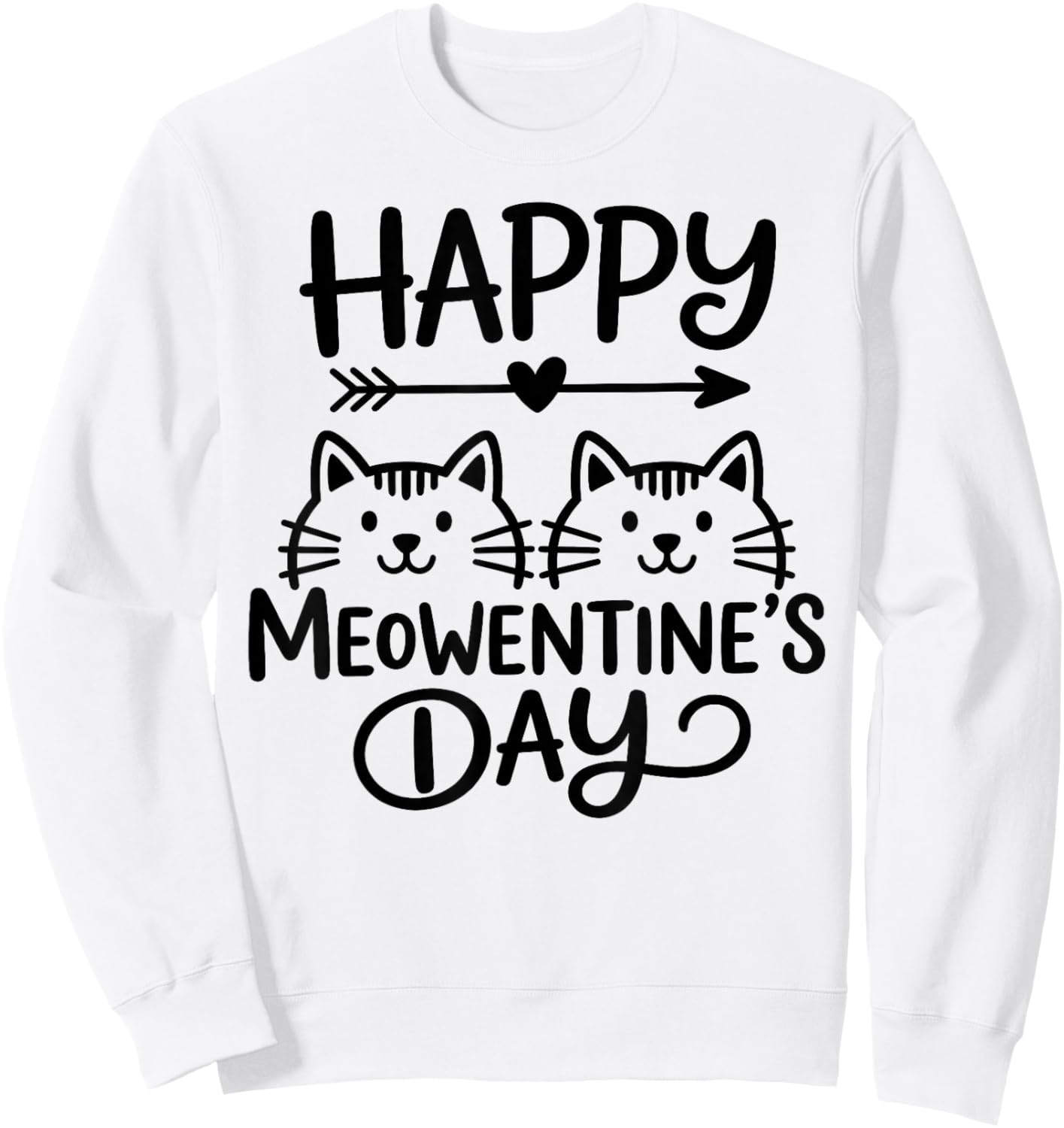 Happy Meowentine's Day Valentine Sweatshirt - Sweatshirt | White