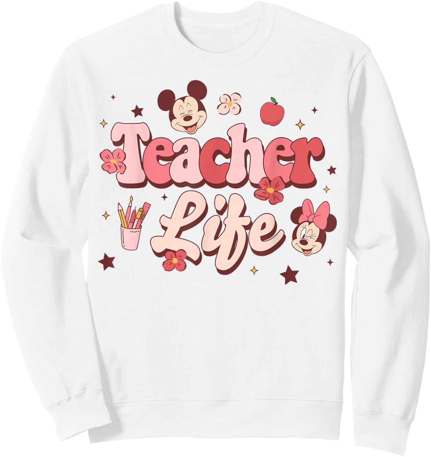 Disney Mickey and Friends Mickey & Minnie Teacher Life Sweatshirt - Sweatshirt | White