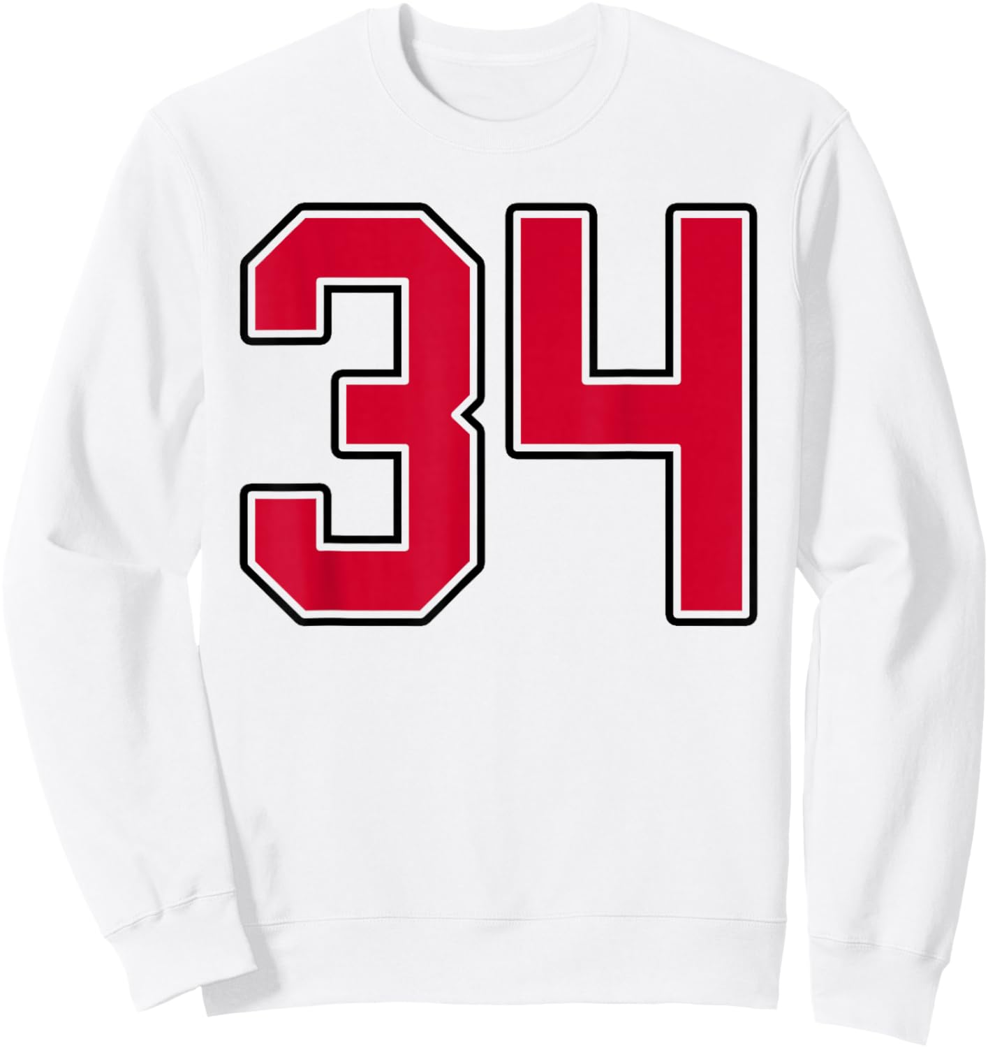 Red and Black Number 34 Jersey Player Uniform #34 Sweatshirt - Sweatshirt | White