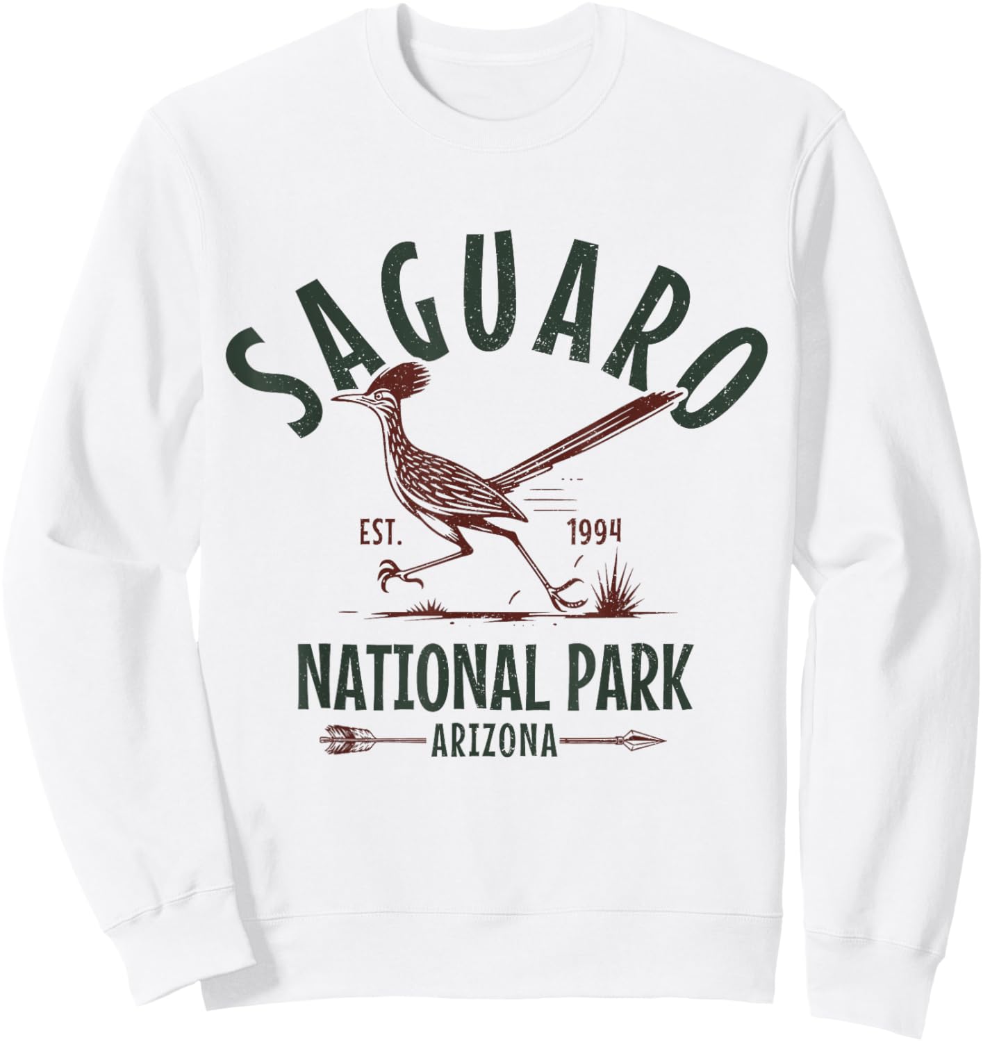 Saguaro Tucson Arizona National Park Roadrunner Souvenir Sweatshirt - Sweatshirt | White