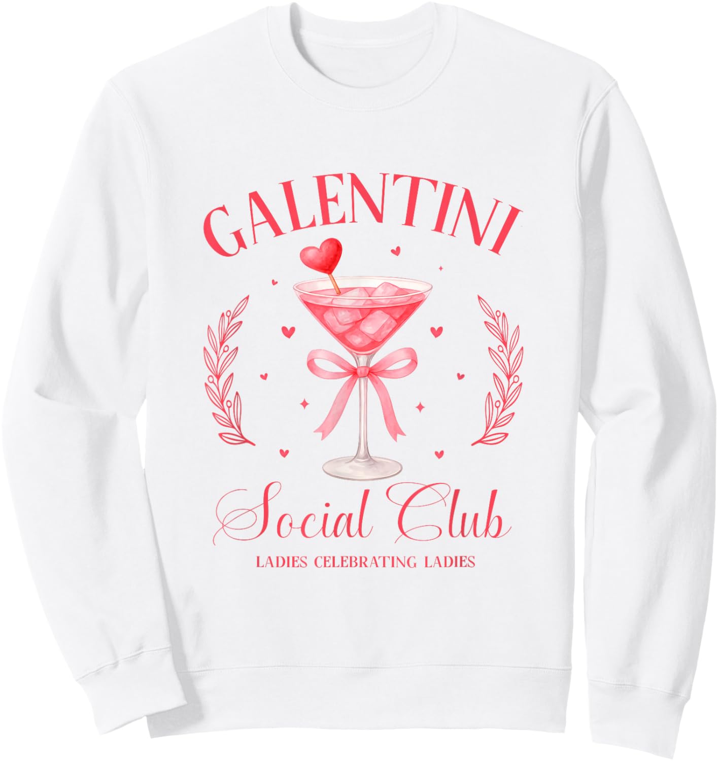 Funny Preppy Galentine’s Gift, Galentini Martini Social Club Sweatshirt - Sweatshirt | White