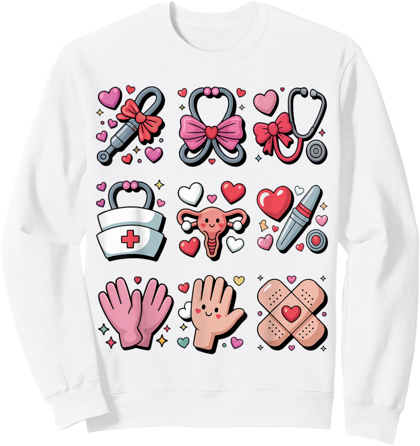 OBGYN Nurse Valentines Day Obstetrics Gynecologist L&D Heart Sweatshirt - Sweatshirt | White