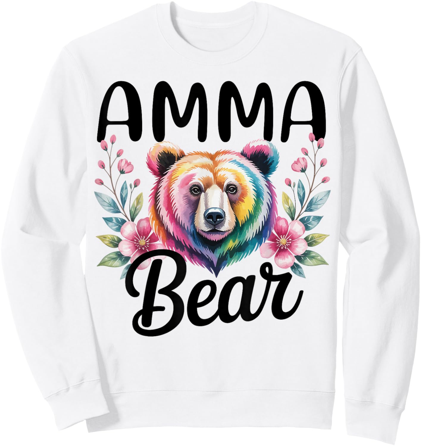 AMMA Bear Floral Graphic for Mothers Day Moments Sweatshirt - Sweatshirt | White