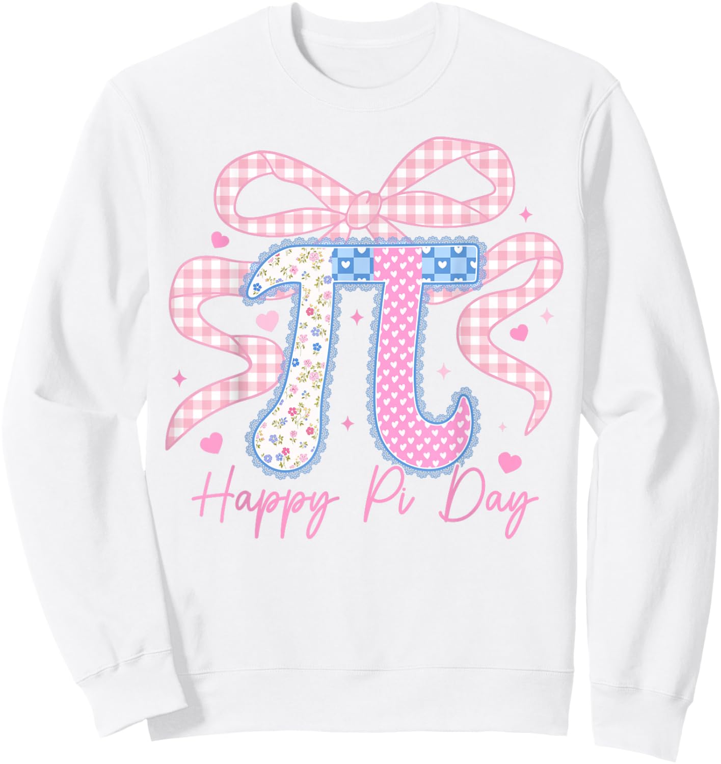 Happy Pi Day Coquette Bow 3.14 Pi Number Math Teacher Girls Sweatshirt - Sweatshirt | White