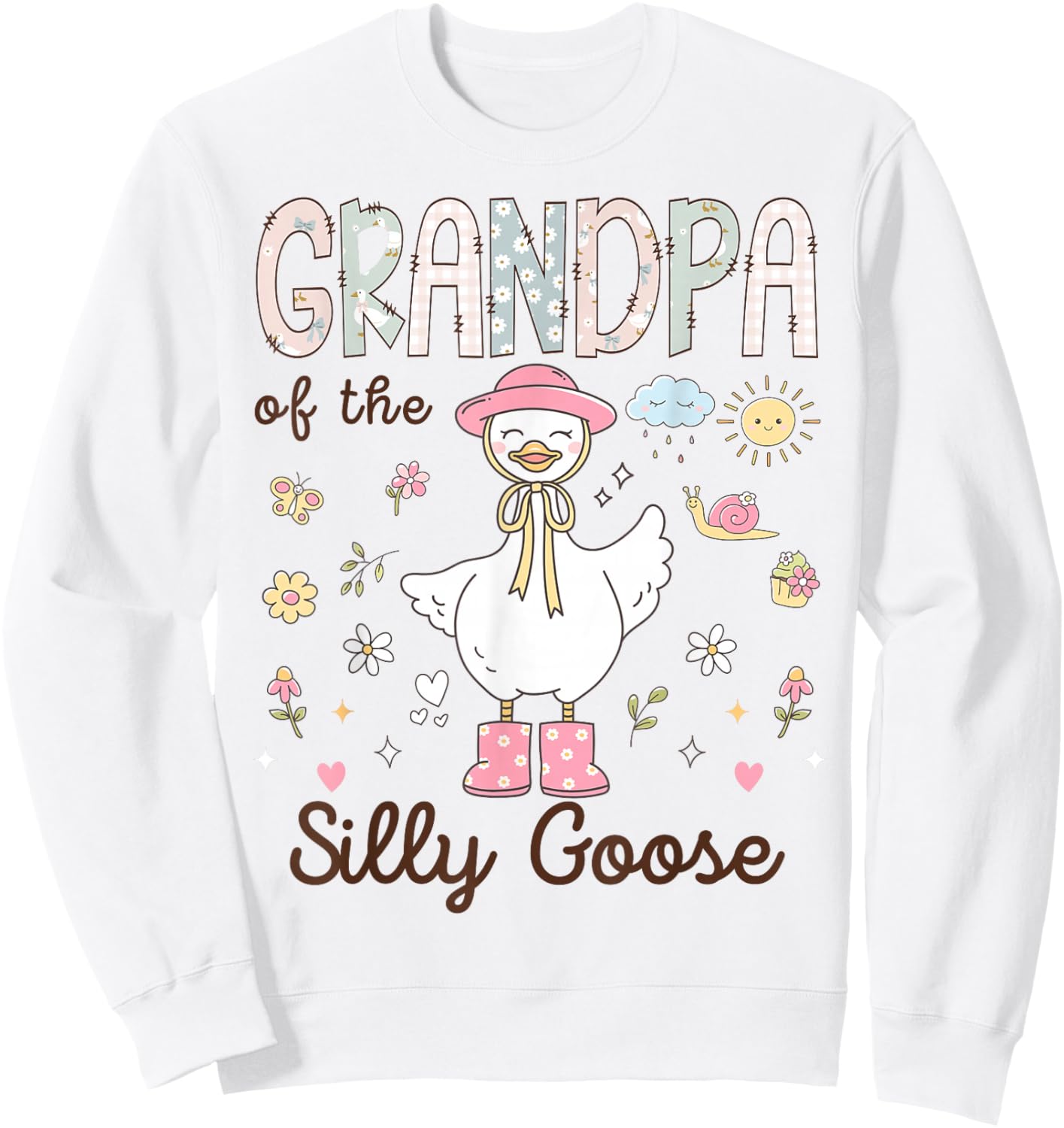 Grandpa of The Silly Goose First Birthday Girl Family Sweatshirt - Sweatshirt | White