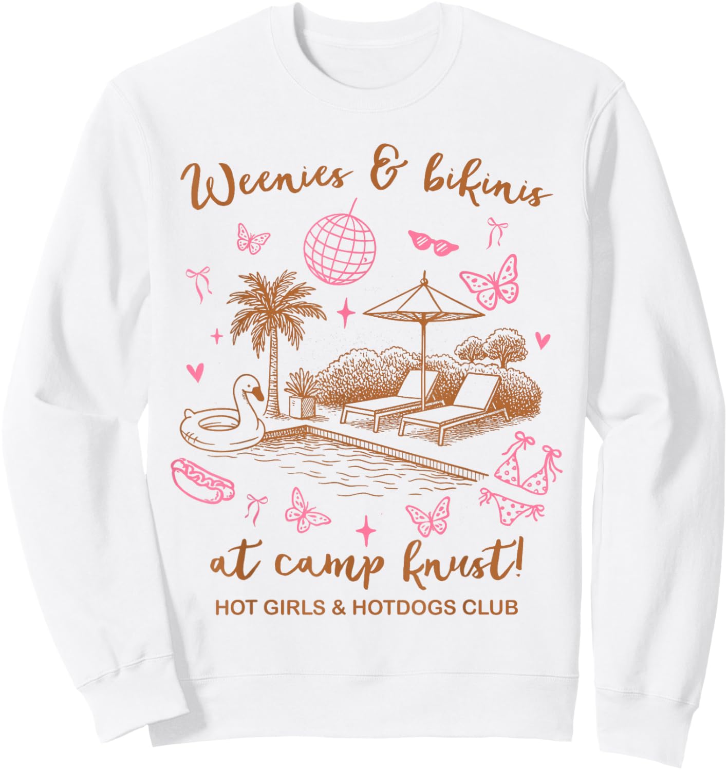 Bride to Be Bachelorette Weenies & Bikinis at Camp Krust Sweatshirt - Sweatshirt | White