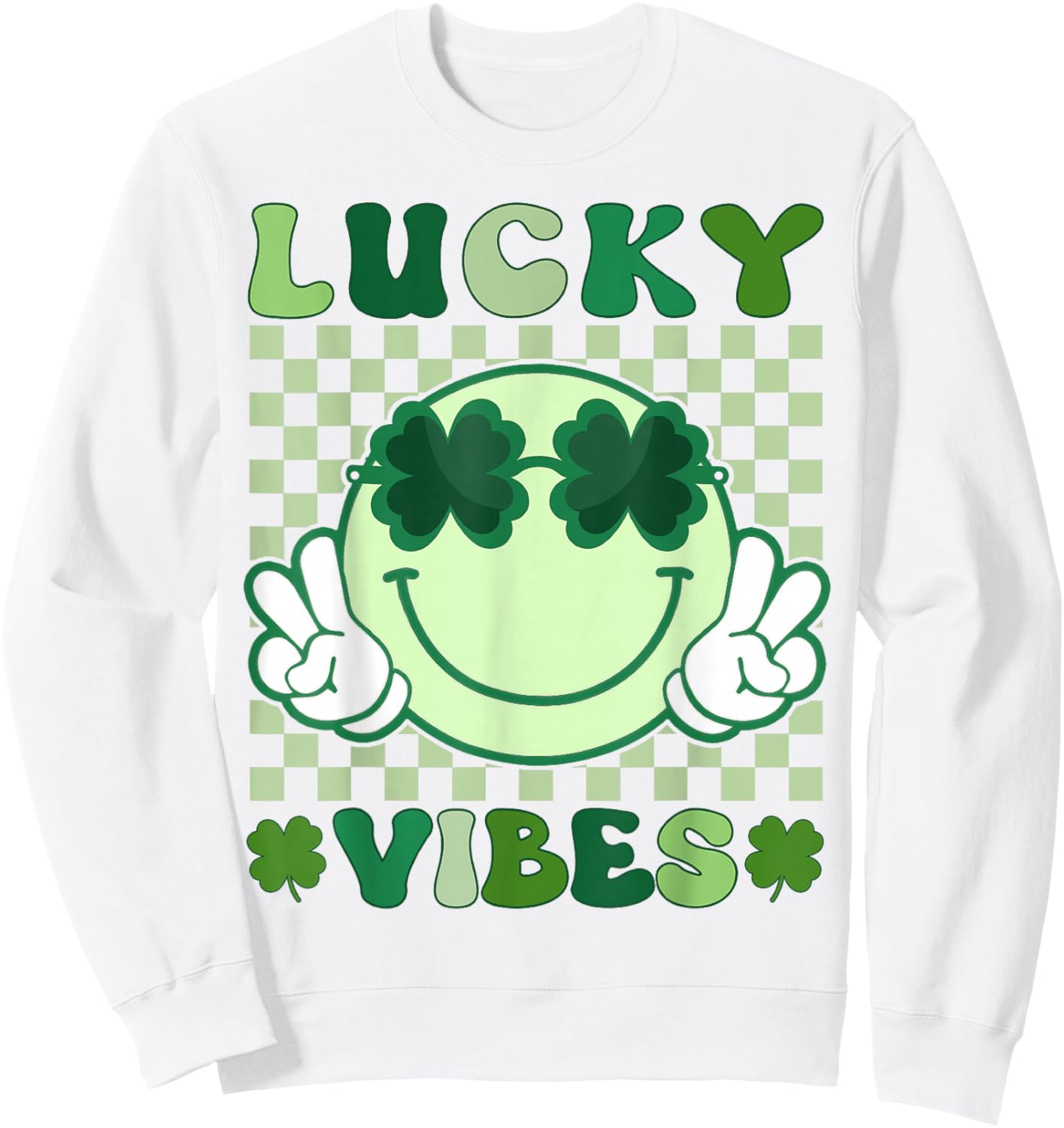 Groovy St Patricks Day Shirts Men Kids Lucky Vibes Sweatshirt - Sweatshirt | White