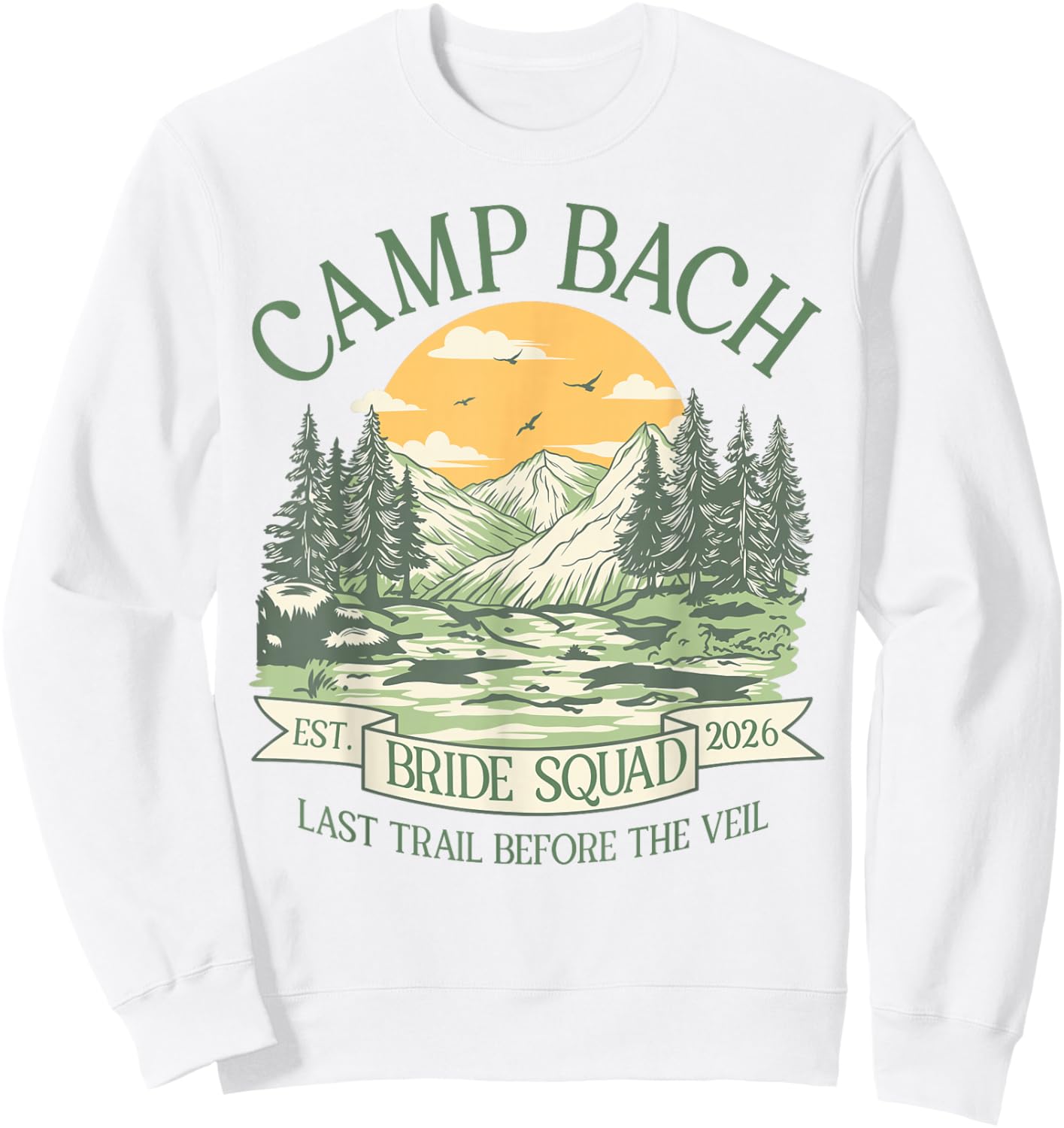 Camp Bach Est 2026 Retro Camping Bachelorette Bride Squad Sweatshirt - Sweatshirt | White