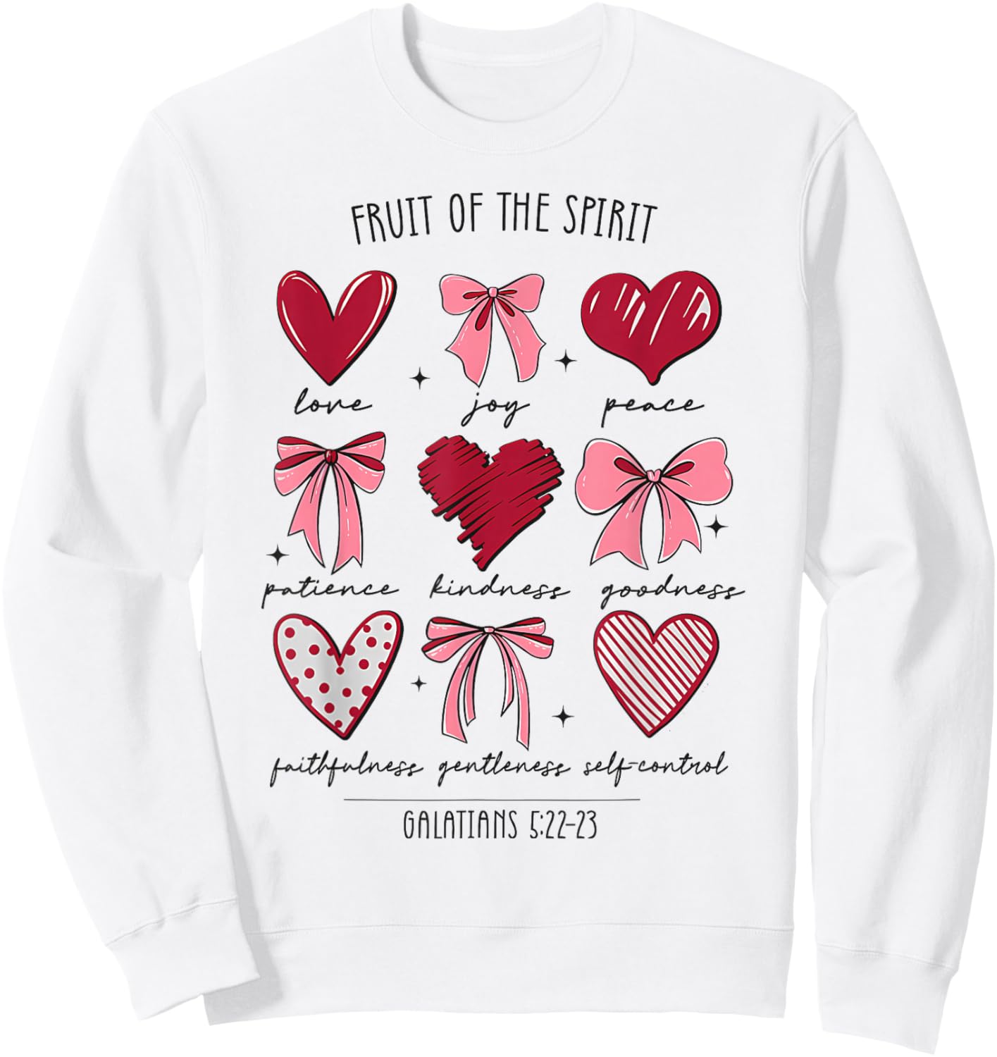 Fruit of The Spirit Christian Hearts Galatians 5:22-23 Sweatshirt - Sweatshirt | White