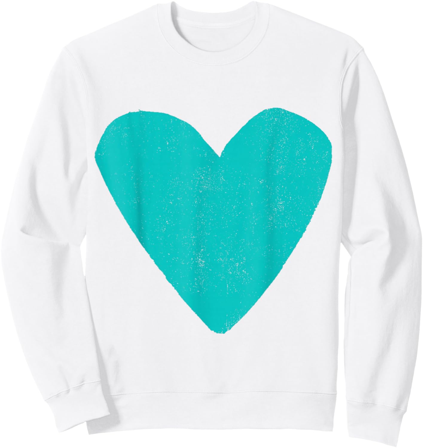 Love Heart Teal Turquoise Color Light Blue Sweatshirt - Sweatshirt | White