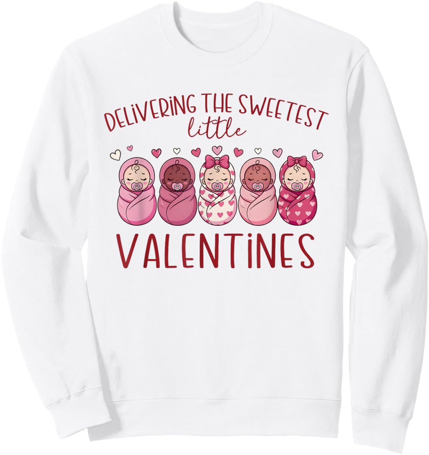 Women Labor and Delivery Nurse Valentine's Day L & D Sweatshirt - Sweatshirt | White