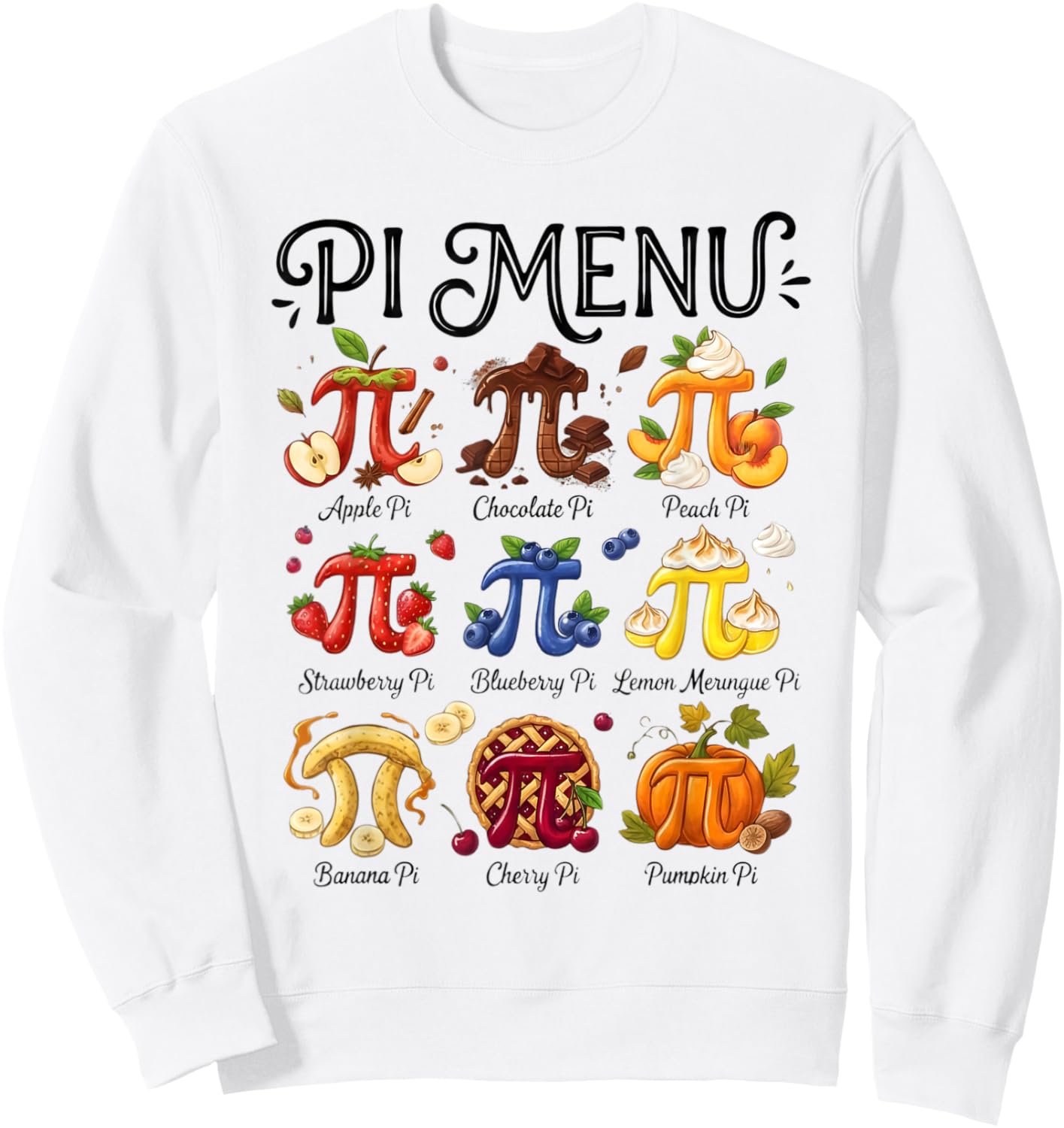 Pi Menu 3.14 Pi Symbol - Math Teacher Happy Pi Day Sweatshirt - Sweatshirt | White