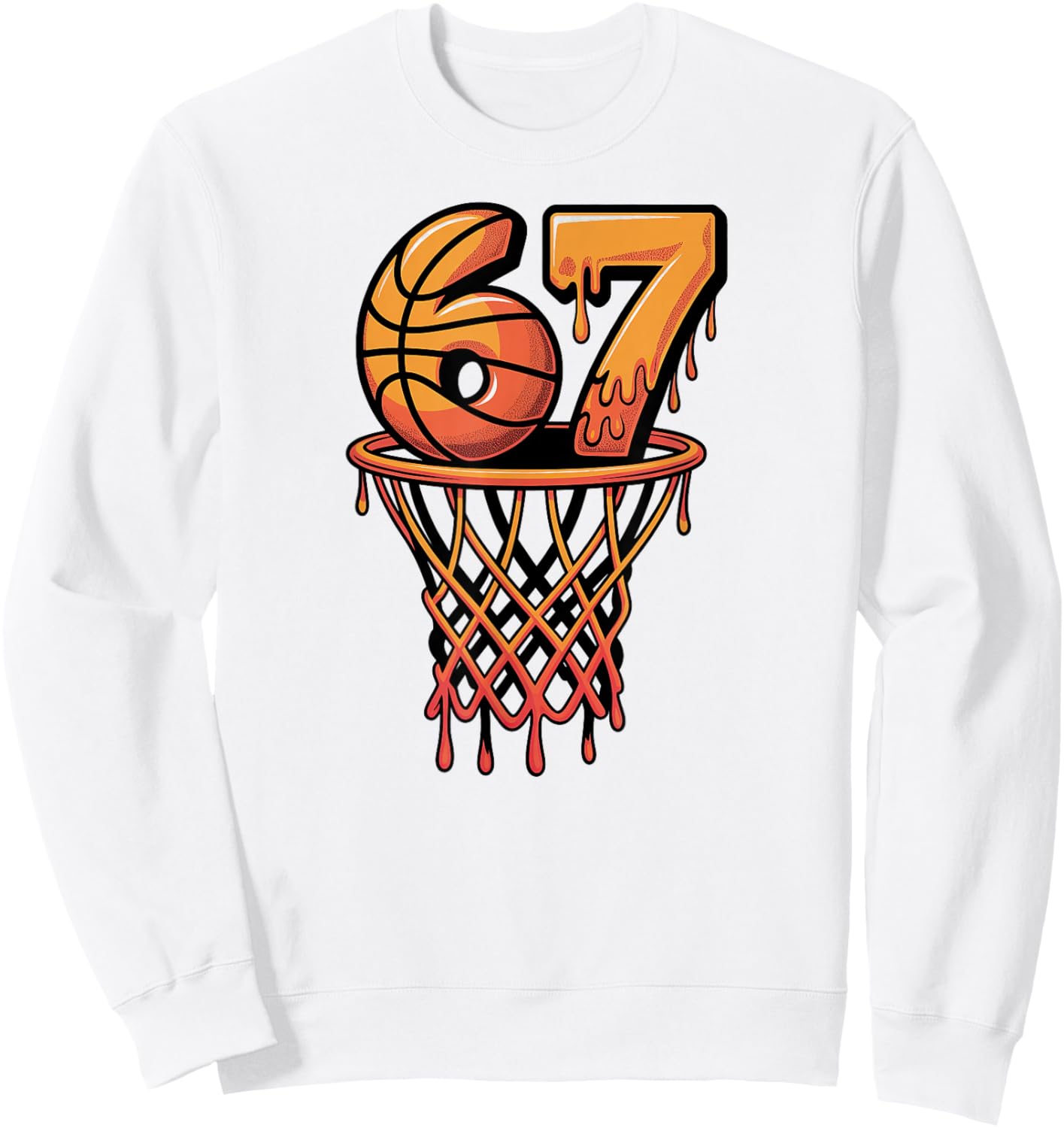67 Basketball Ice Cream Drip Six Seven Sweatshirt - Sweatshirt | White
