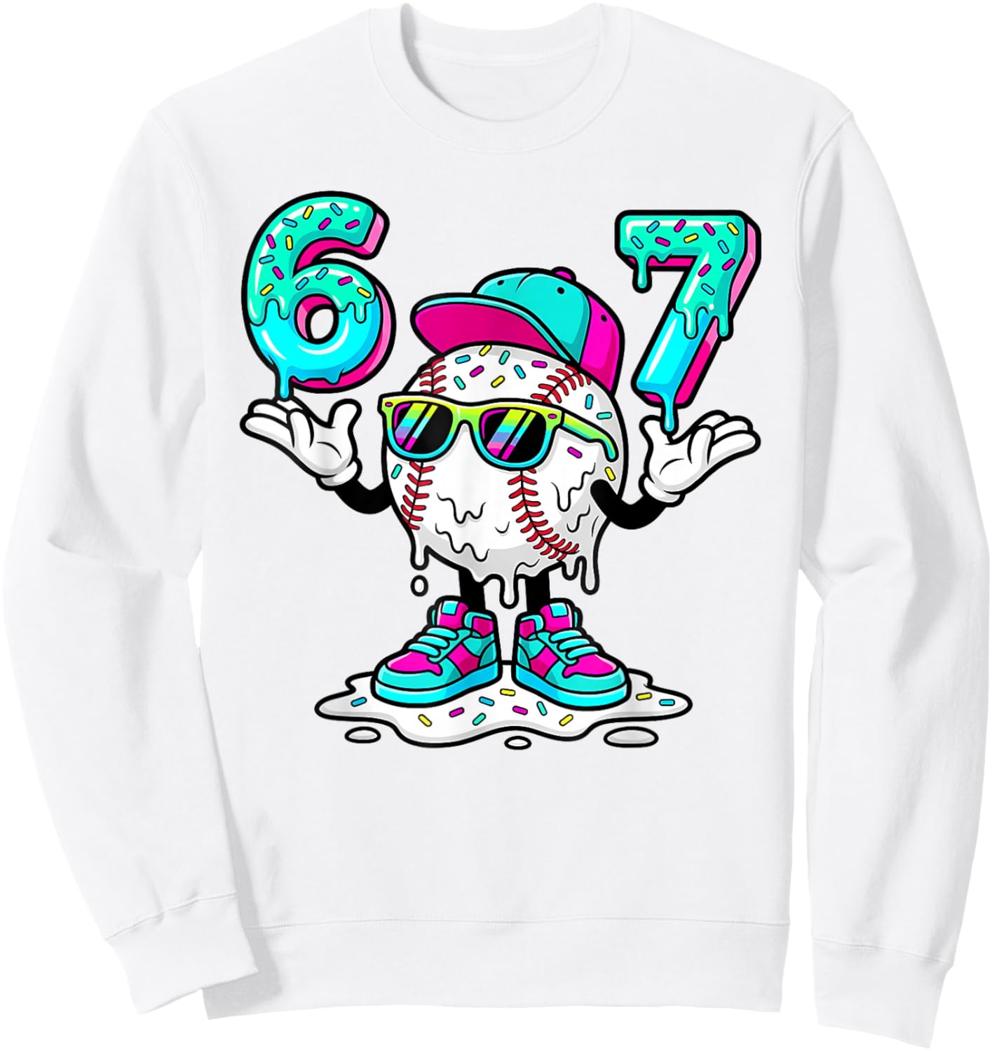 67 Baseball Drip Ice Cream 67 Baseball Men Boy Kids Sweatshirt - Sweatshirt | White