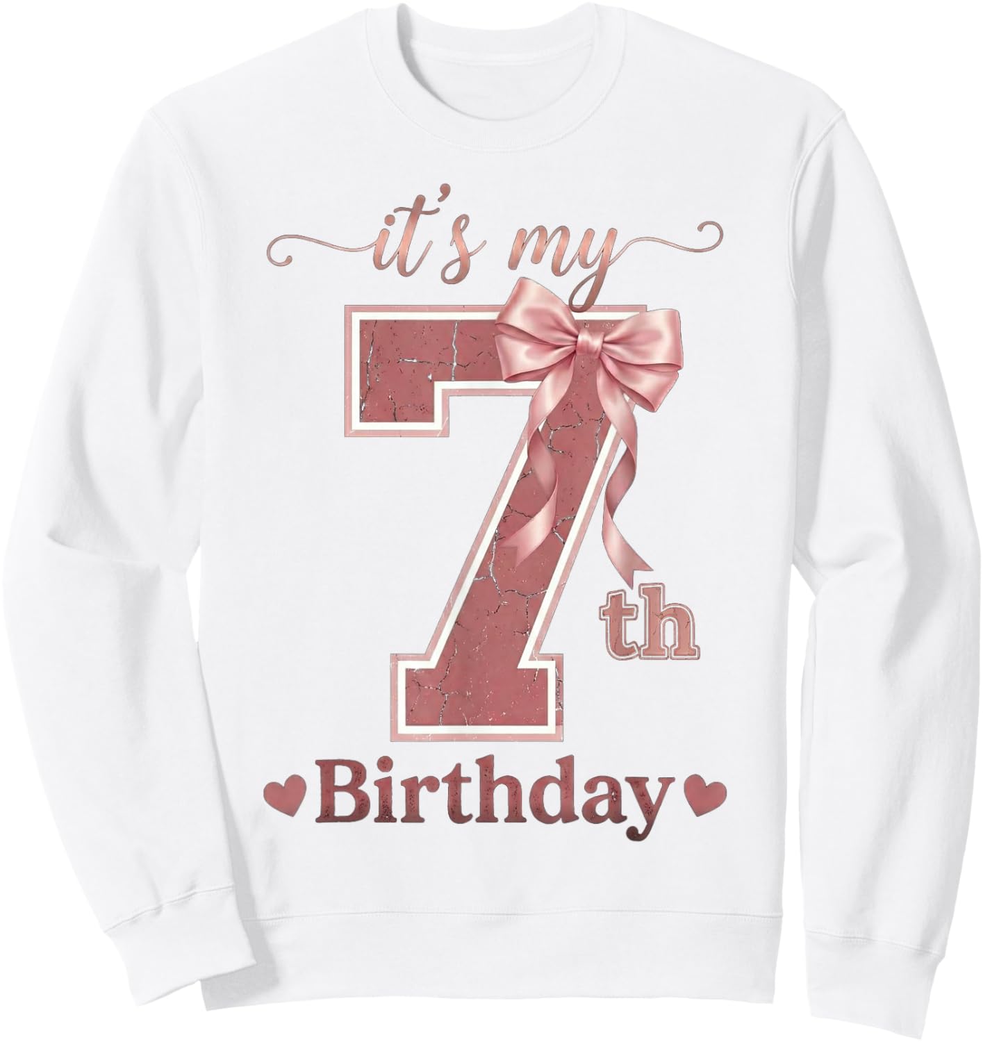 It's My 7th Birthday Girl Coquette Bow Pink 7 Year Old Sweatshirt - Sweatshirt | White