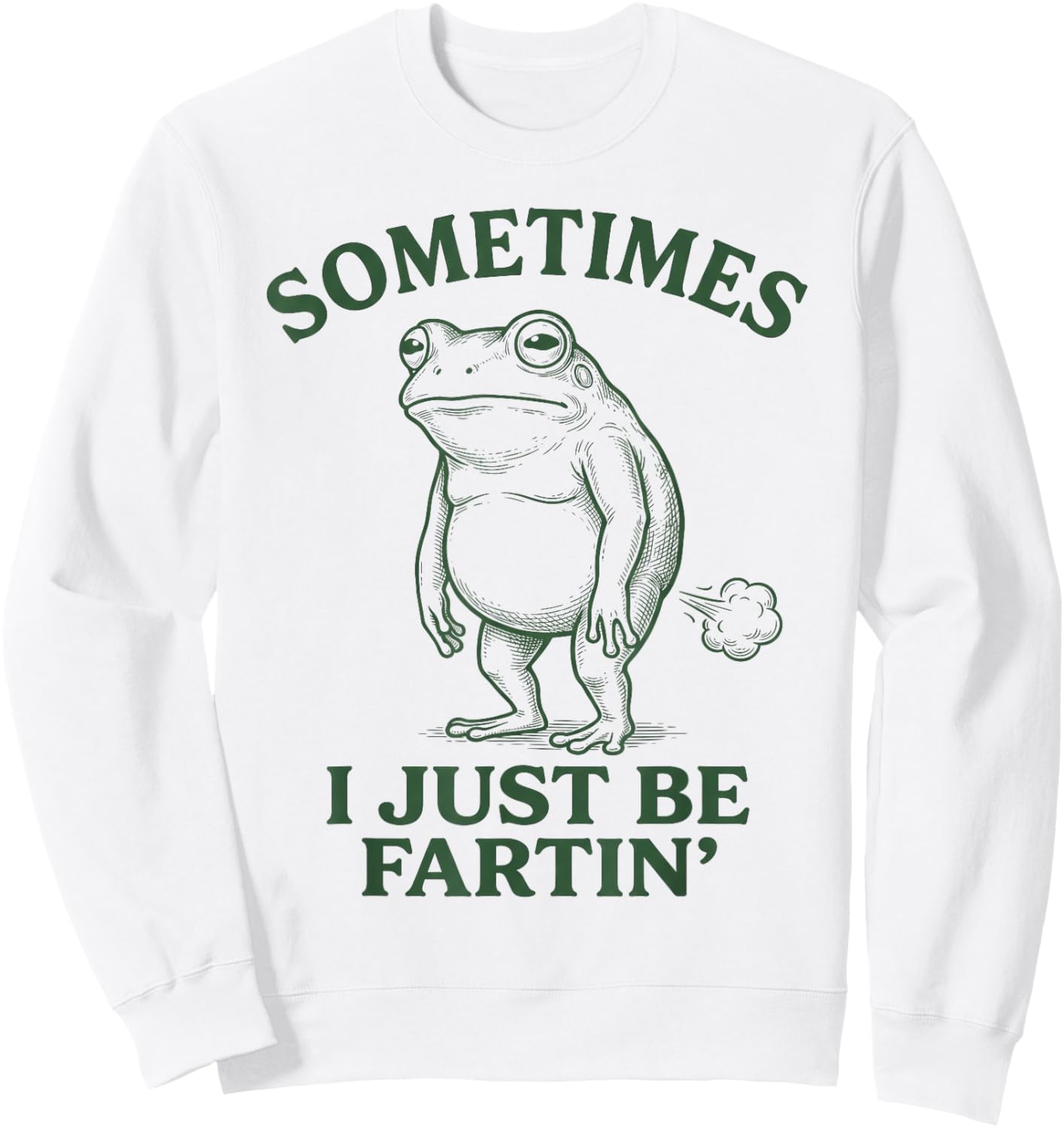 Sometimes I Just Funny Fartin' Frog Meme Funny Adult Humor Sweatshirt - Sweatshirt | White