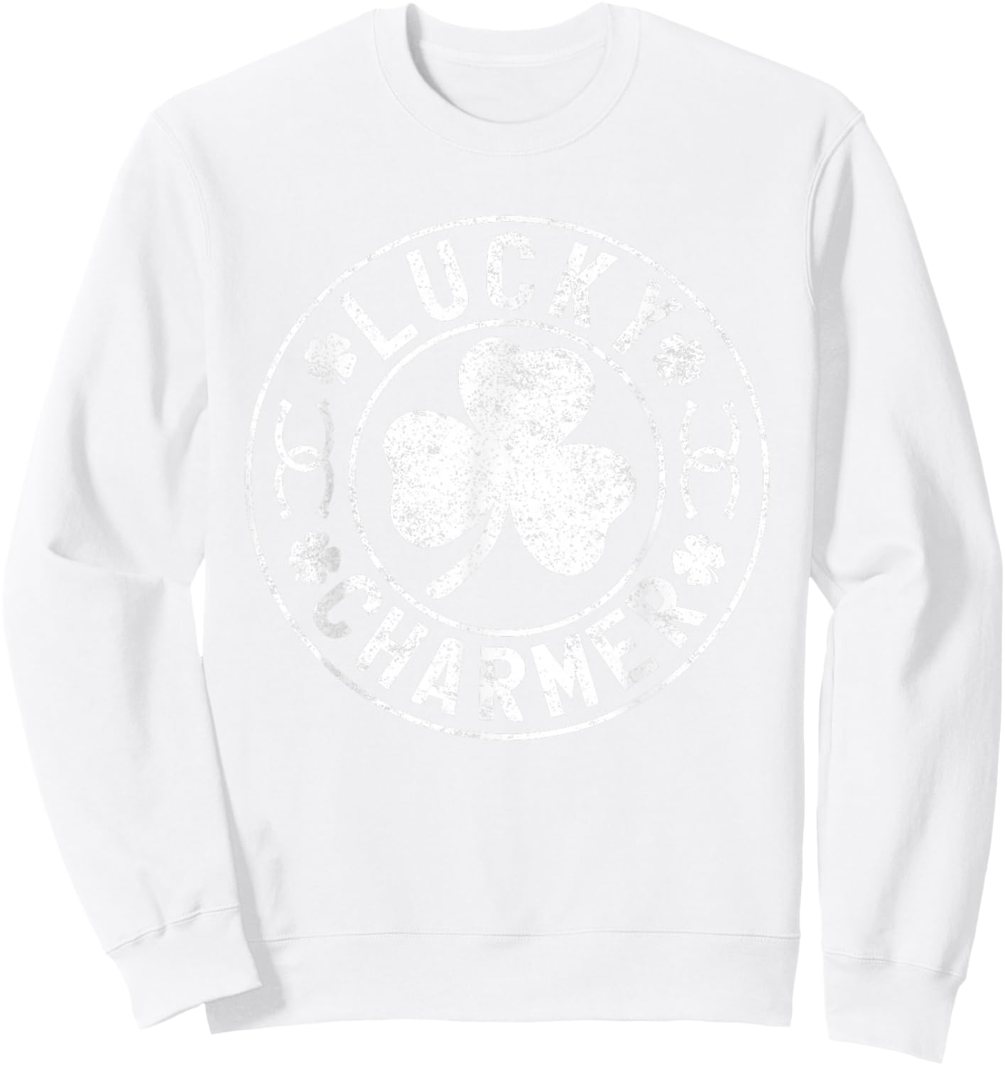 Lucky Charmer Funny Irish Shamrock St. Patrick’s Day Sweatshirt - Sweatshirt | White