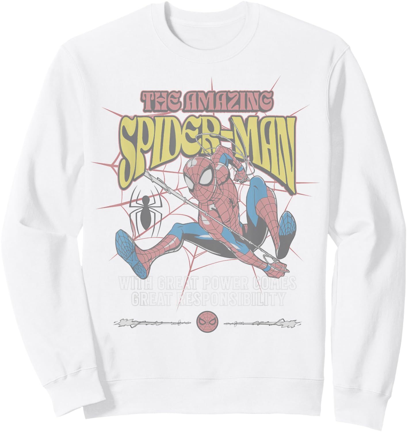 Marvel Comics Spider-Man Great Power Great Responsibility Sweatshirt - Sweatshirt | White