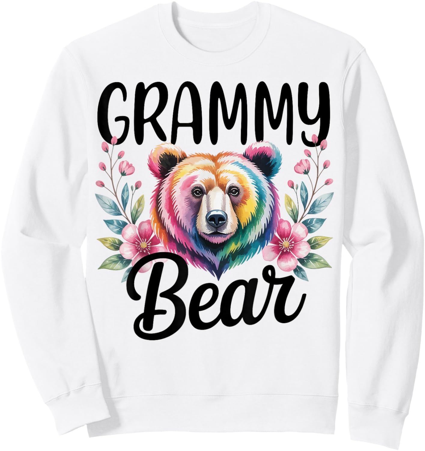 Grammy Bear Floral Graphic for Mothers Day Moments Sweatshirt - Sweatshirt | White