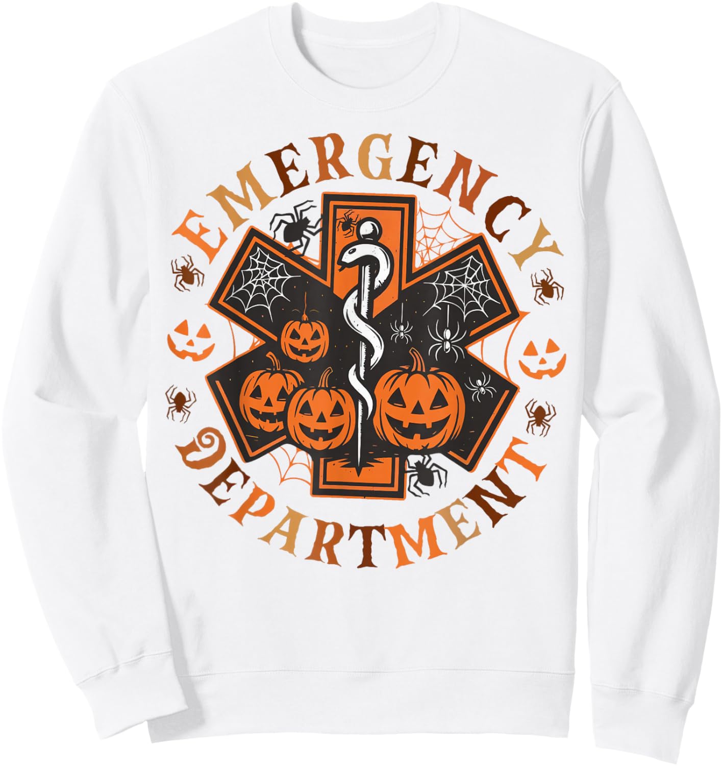 Spooky Nurse Emergency Department Emergency Room Halloween Sweatshirt - Sweatshirt | White
