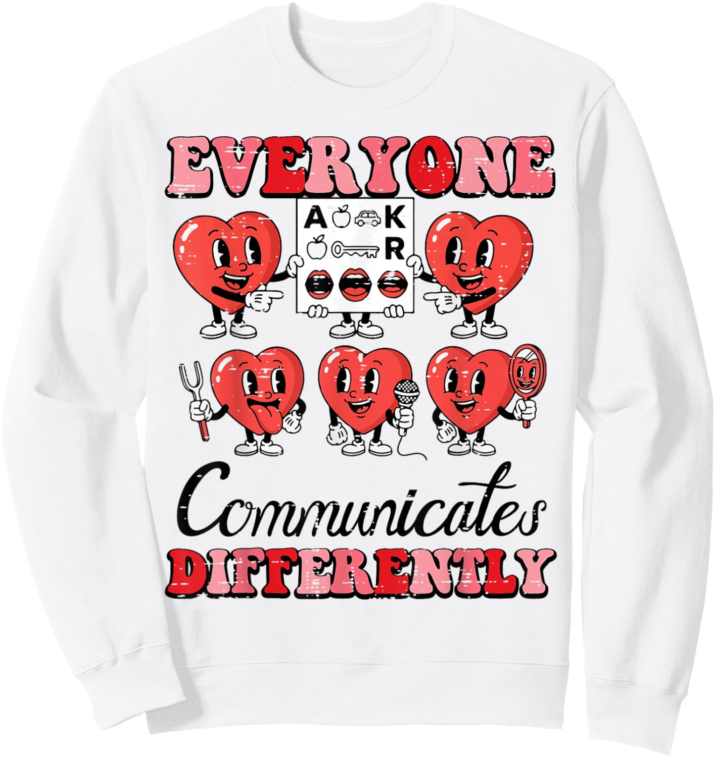 Everyone Communicates Differently Valentines Day Speech Kids Sweatshirt - Sweatshirt | White