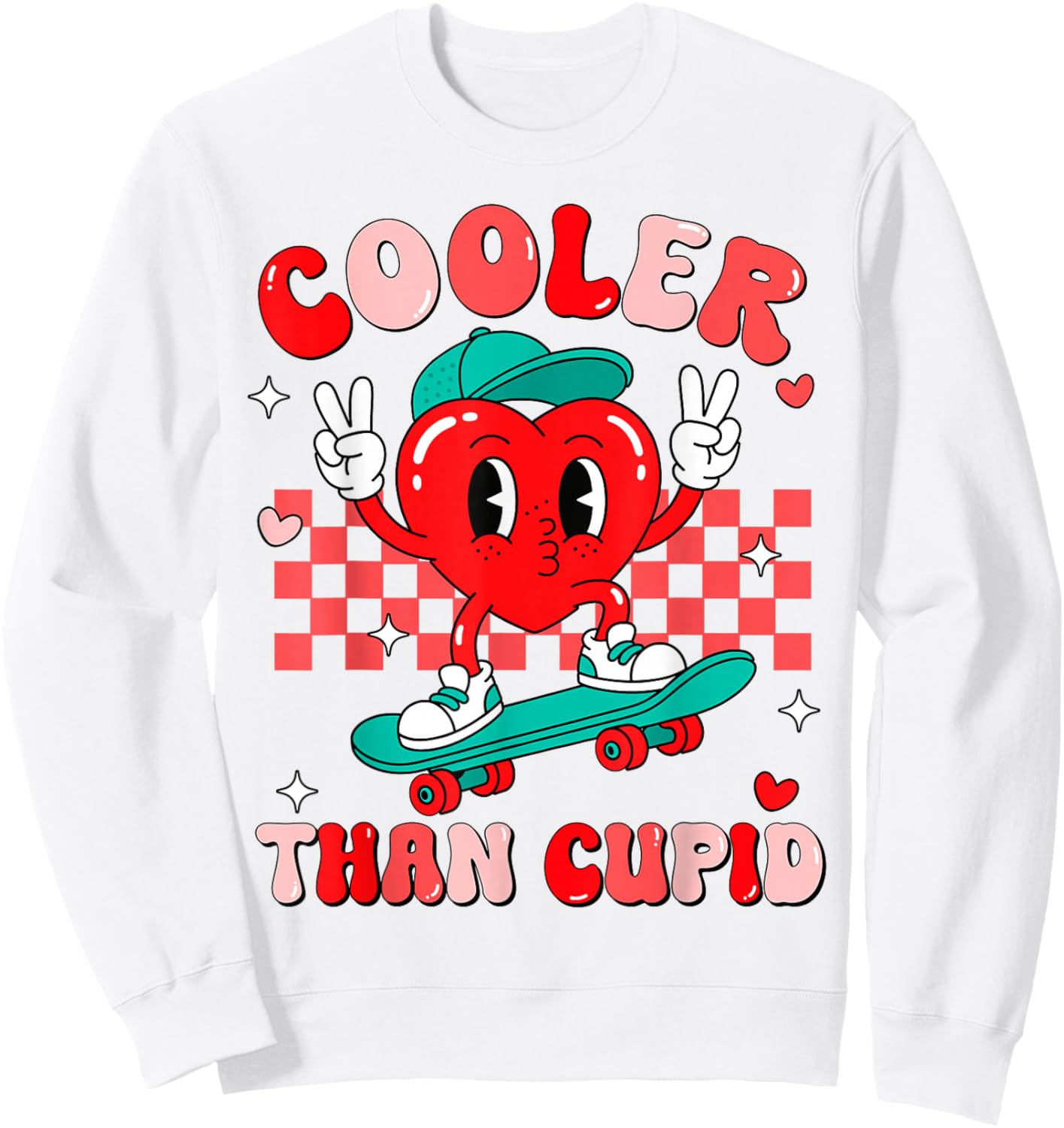 Cooler Than Cupid Valentines Day for Teens Kids Boys Girls Sweatshirt - Sweatshirt | White