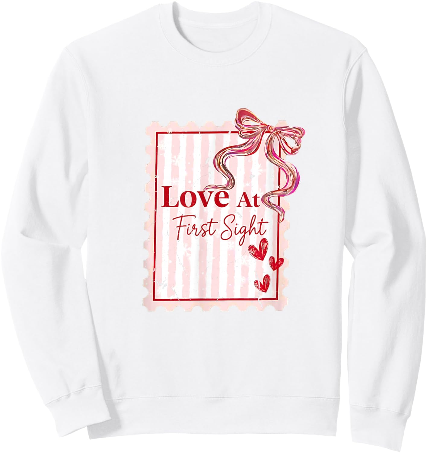 Love at First Sight Cute Valentines Days Stamp Sweatshirt - Sweatshirt | White