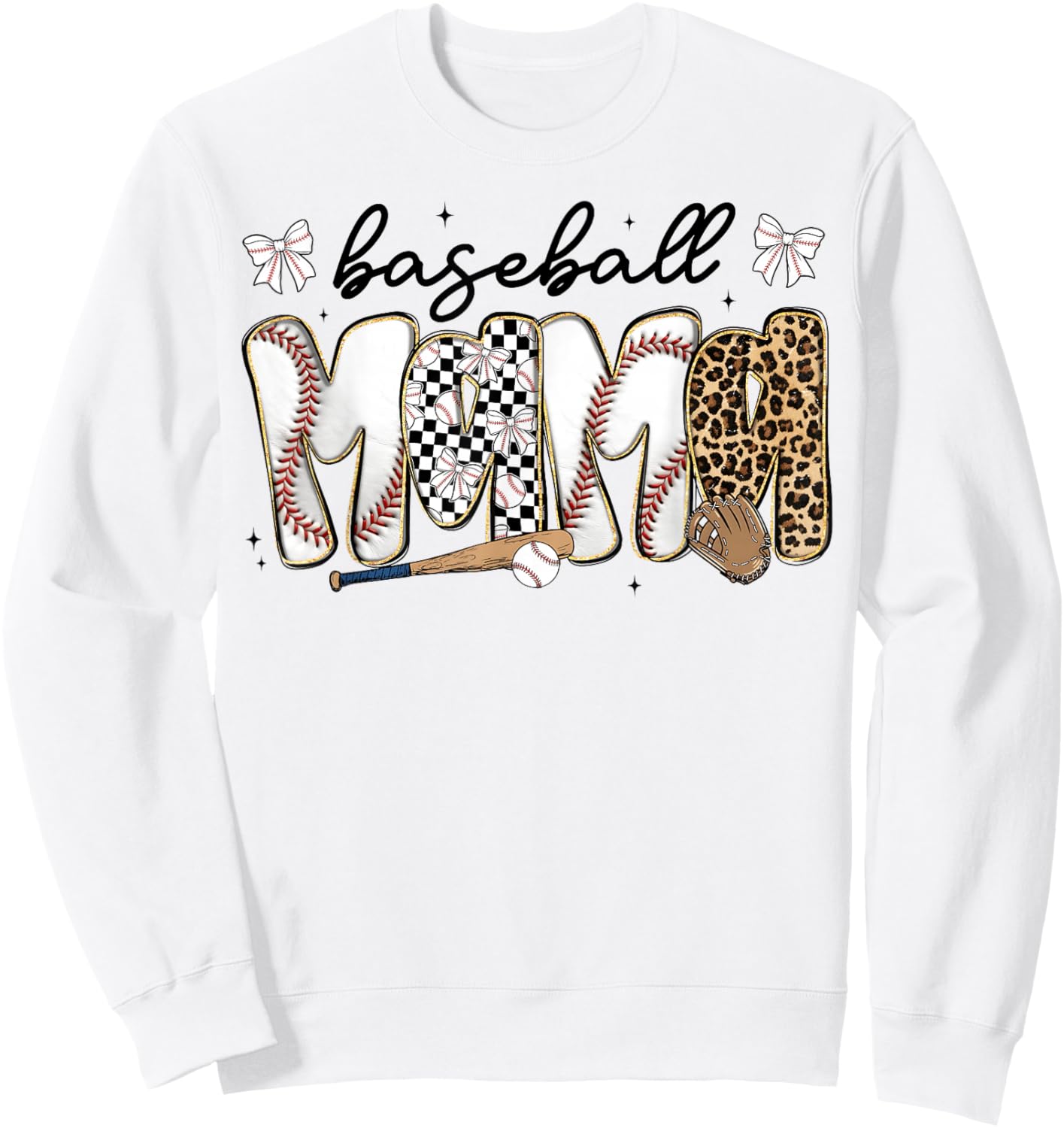 Preppy Baseball Mama Coquette Bow Game Day Mom Mother Sweatshirt - Sweatshirt | White
