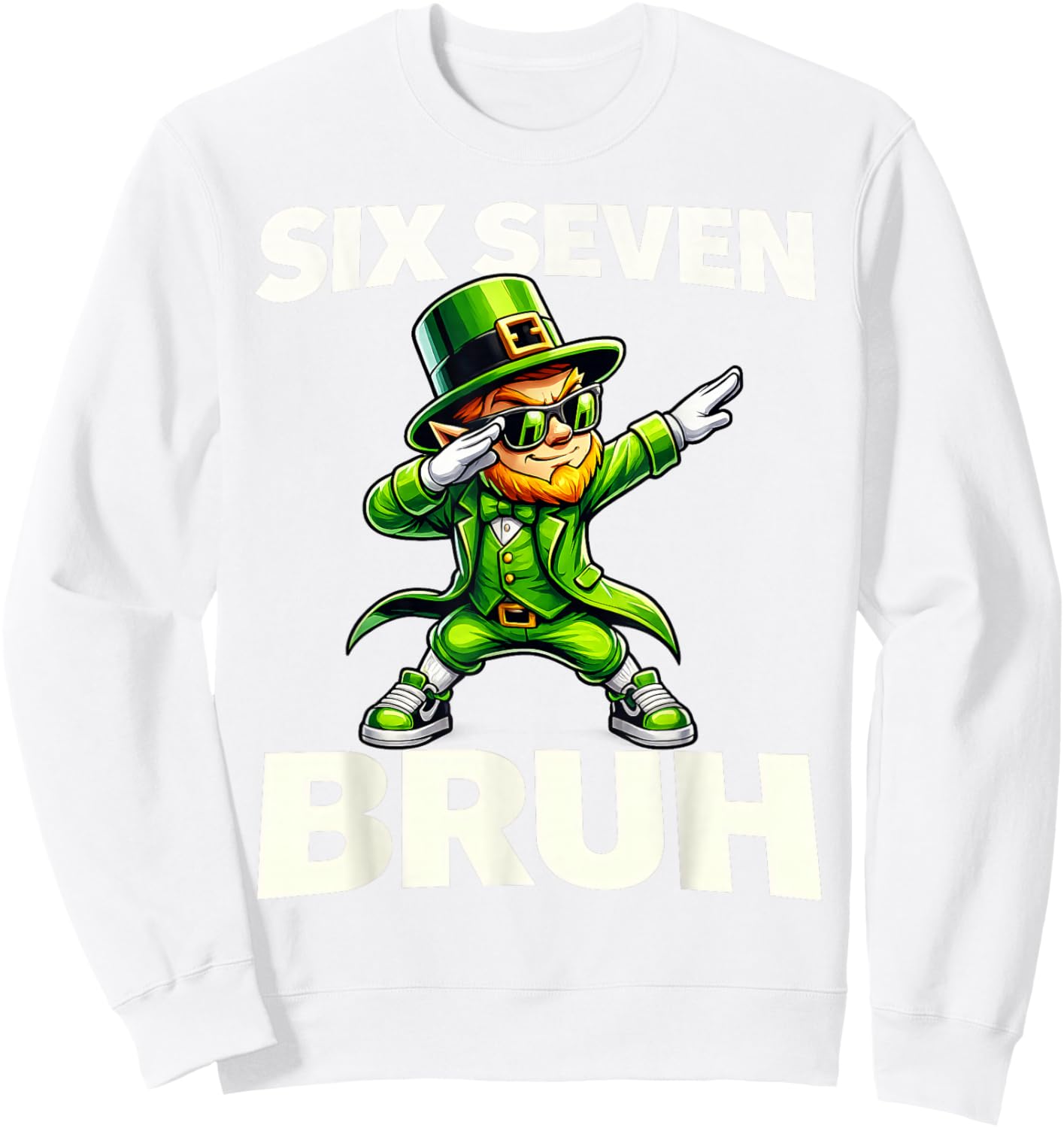 Boys st Patricks Day 67 Leprechaun Dab Six Seven Bruh Kids Sweatshirt - Sweatshirt | White