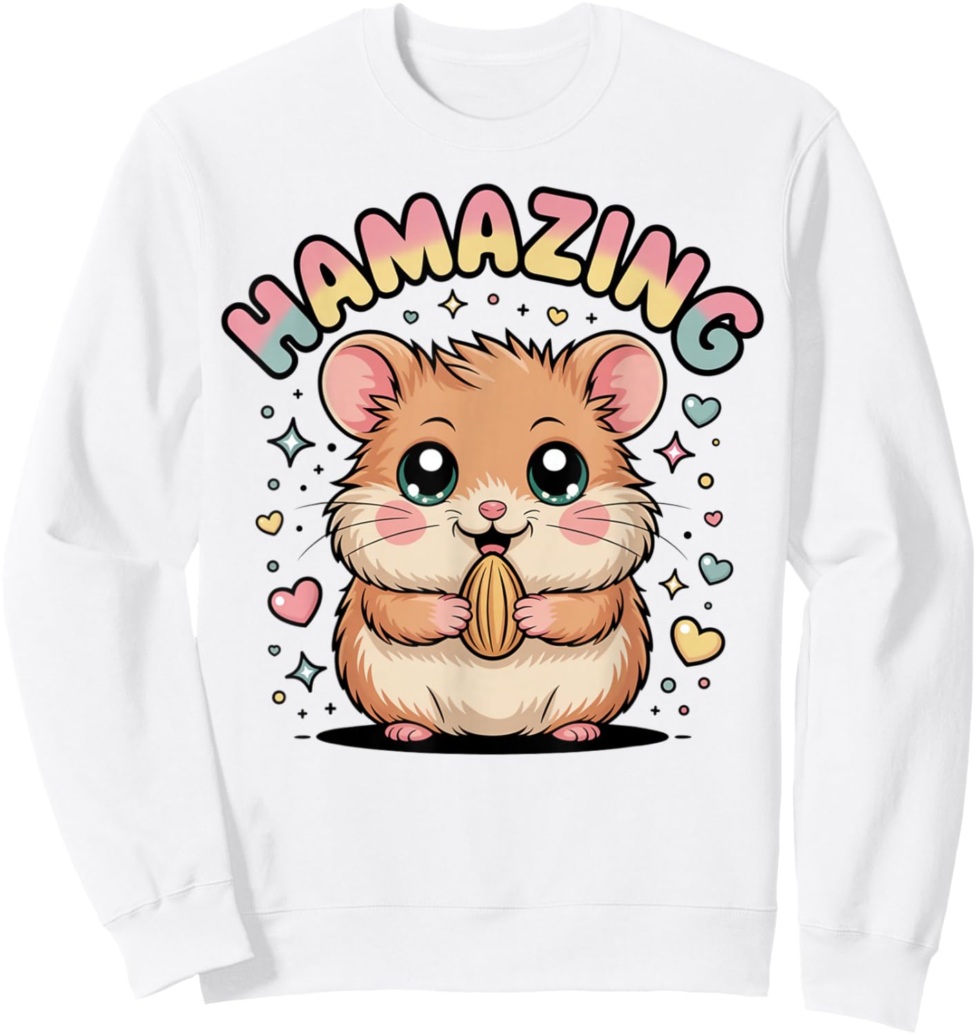 Hamazing Cute Hamster Kawaii Pastel Hearts Stars Hamster Sweatshirt - Sweatshirt | White