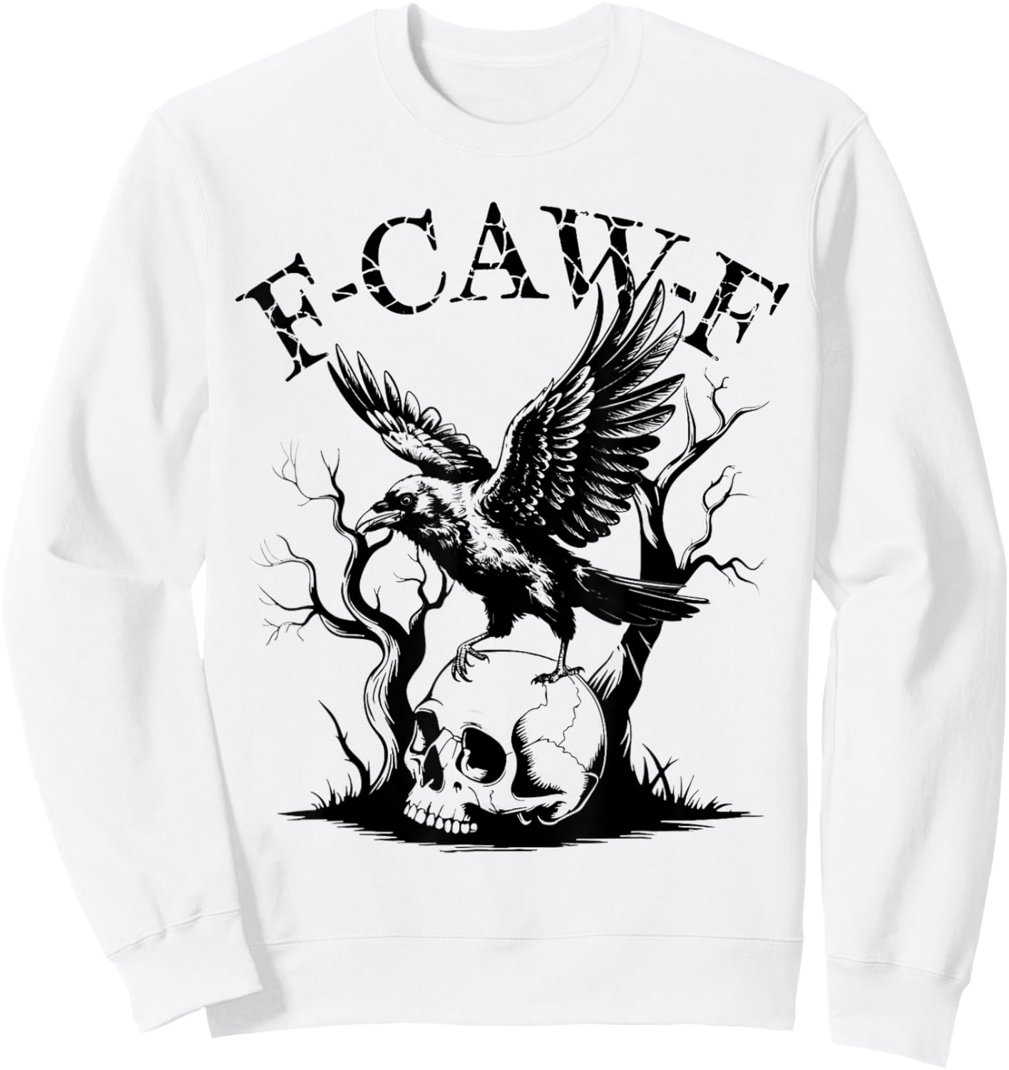 Funny Caw Shirt Black Crow Black Bird Funny Crow Halloween Sweatshirt - Sweatshirt | White